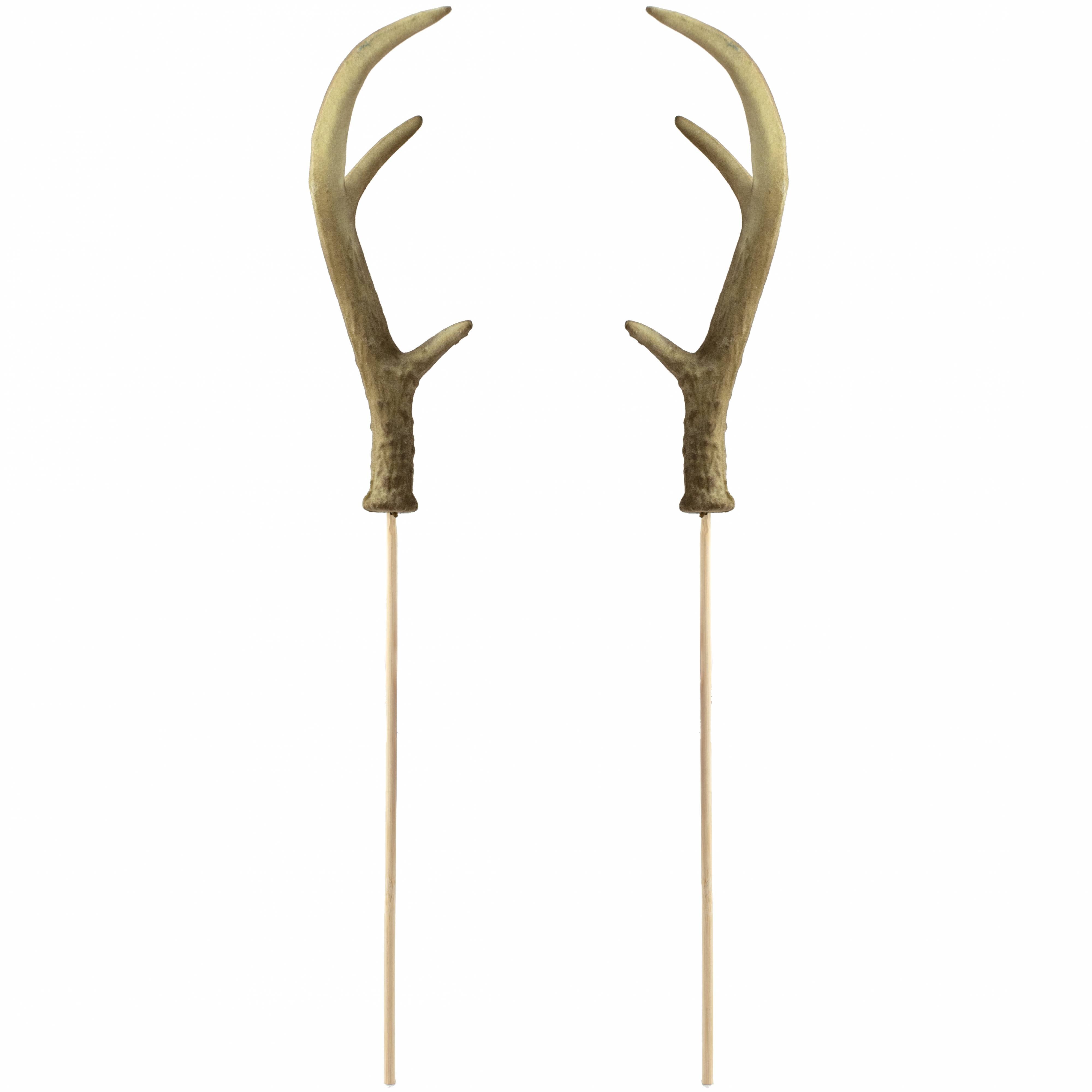9" Deer Antlers On Stick (Set of 2)