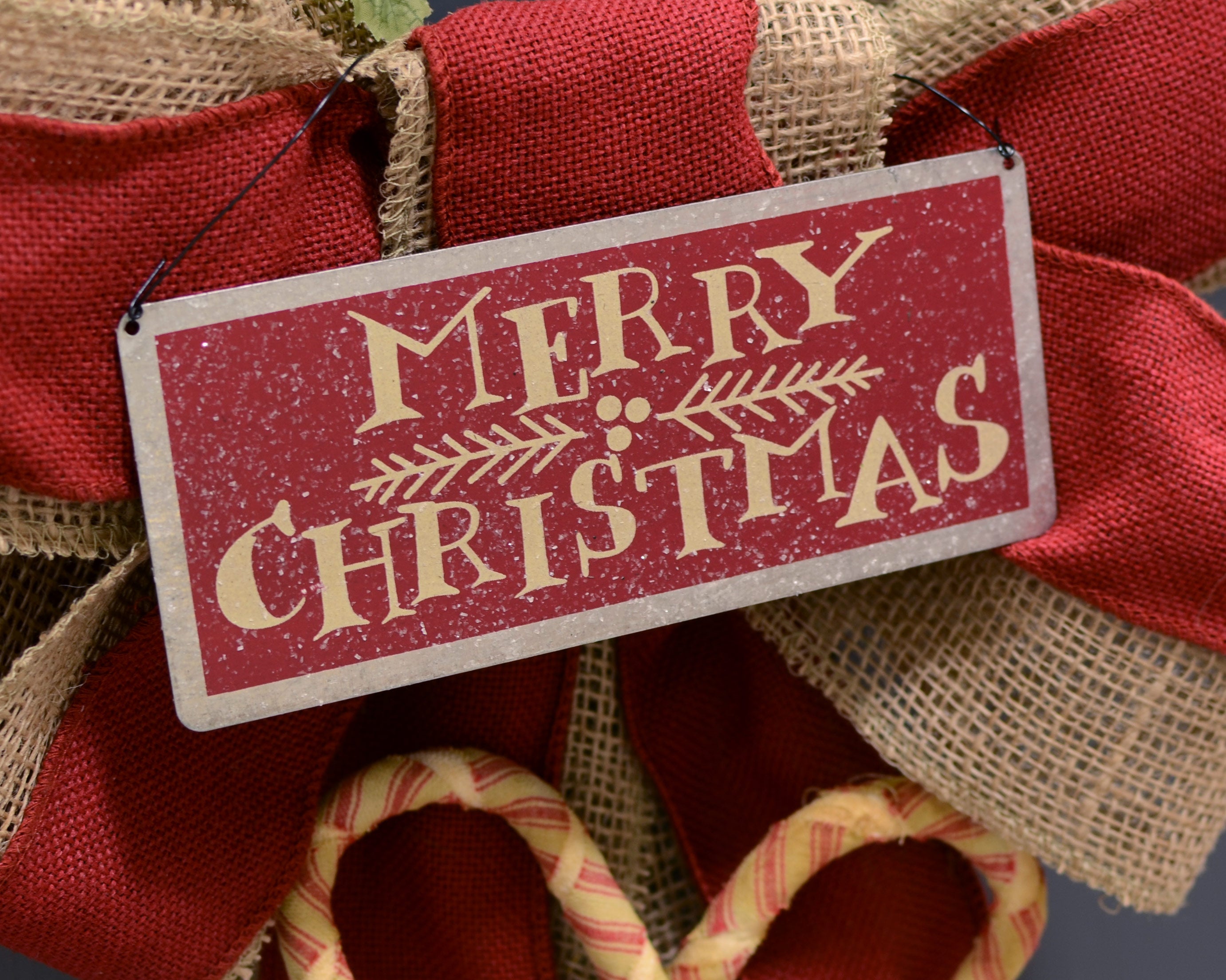 Merry Christmas Metal Hanging Sign (7" by 3")