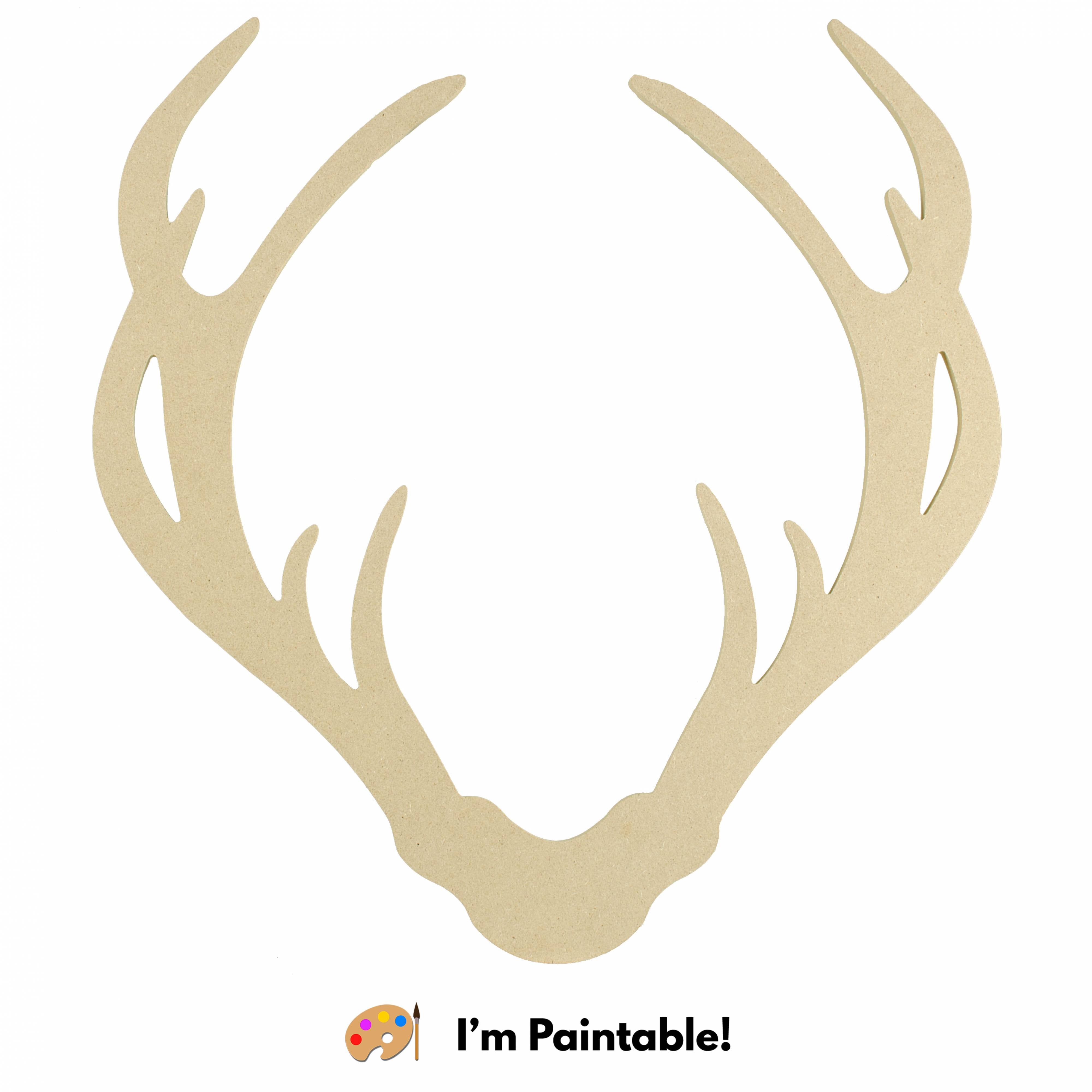 15" Decorative Wooden Deer Antler Silhouette: Natural