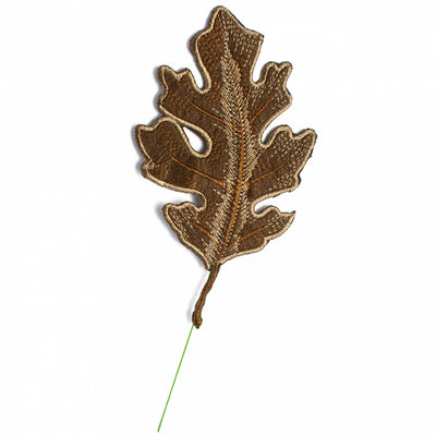 [D Stevens] 6" Embroidered Oak Leaf Clip Ornament: Brown
