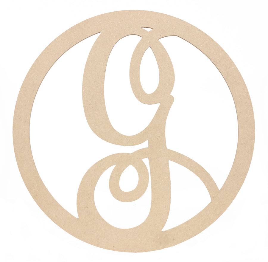23" Script Circle Monogram Wooden Letter: G