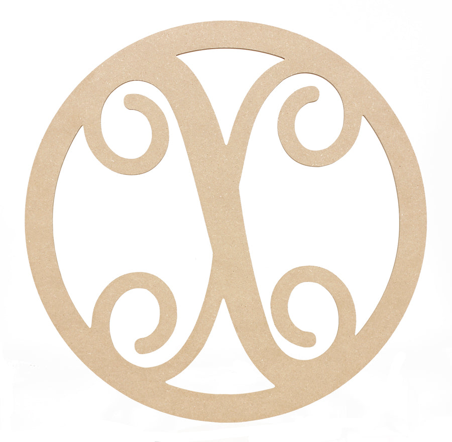 23" Script Circle Monogram Wooden Letter: X