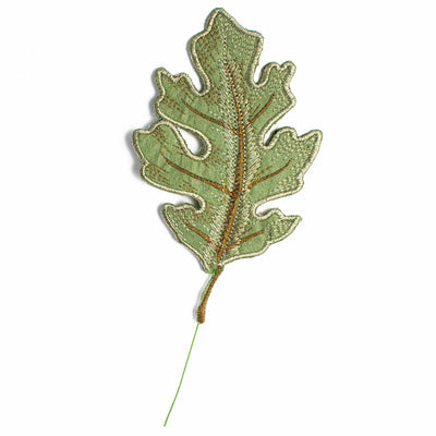 [D Stevens] 6" Embroidered Oak Leaf Clip Ornament: Sage Green