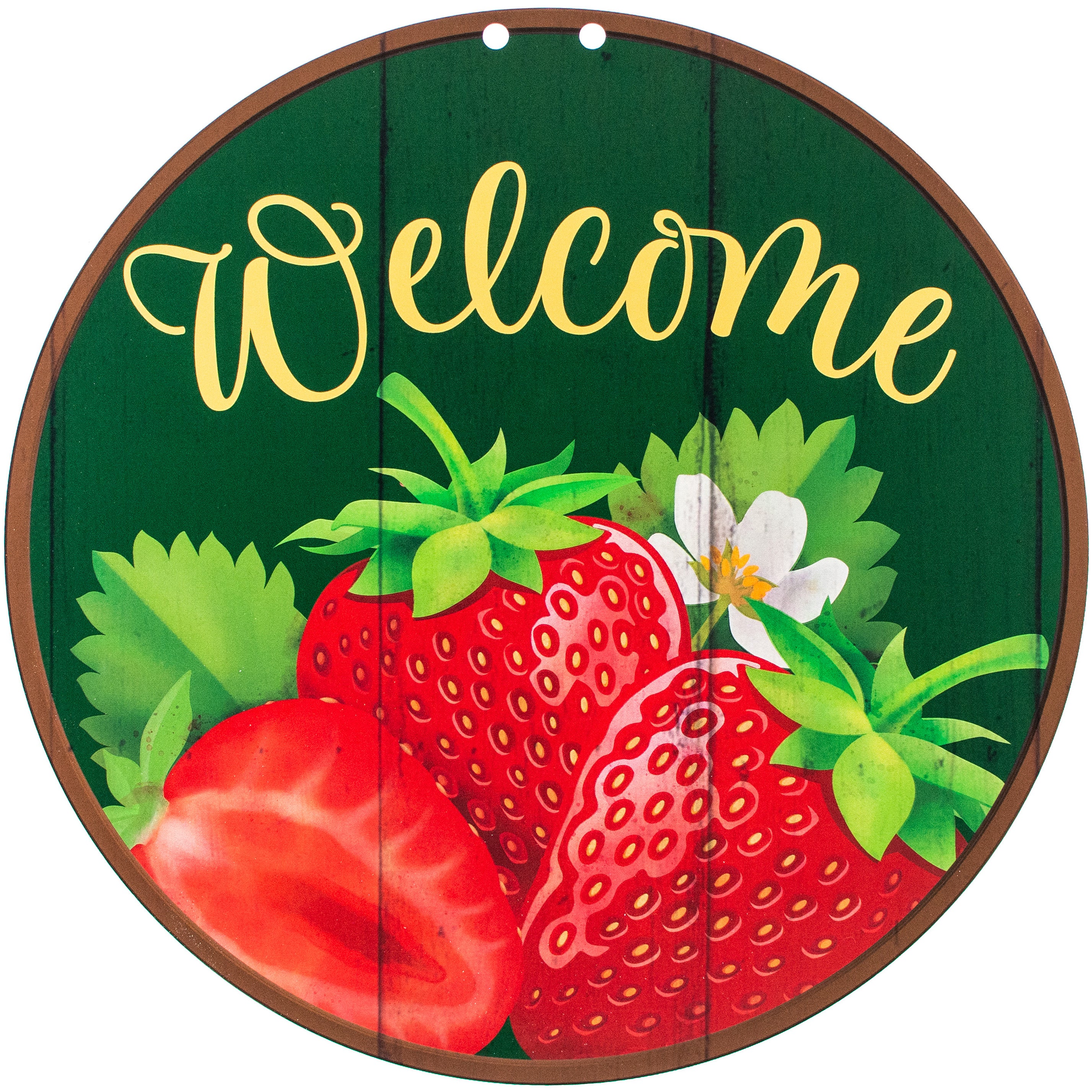 17" Waterproof Door Hanger: Strawberry Welcome