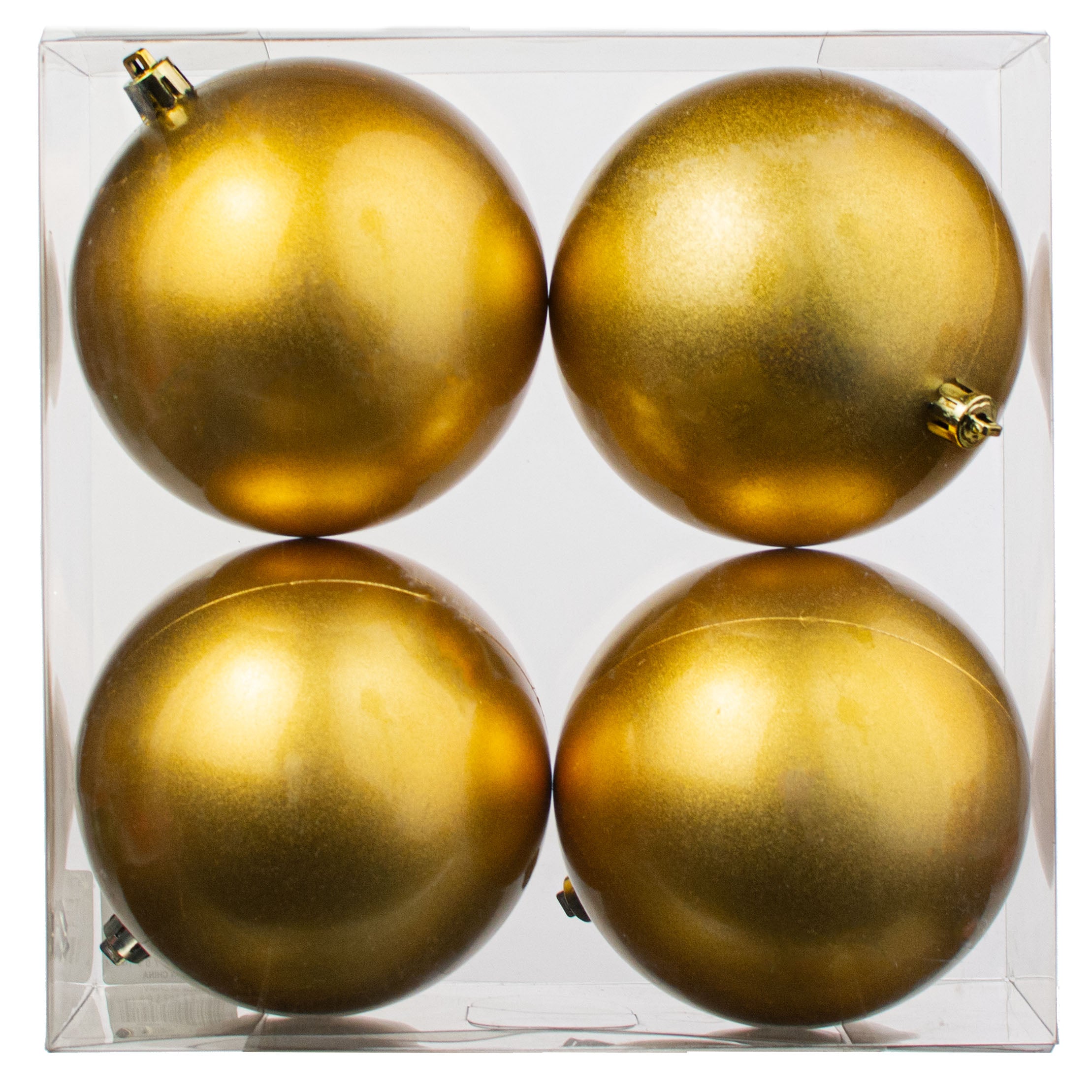 100MM Plastic Ball Ornament: Candy Apple Gold (Set of 4)