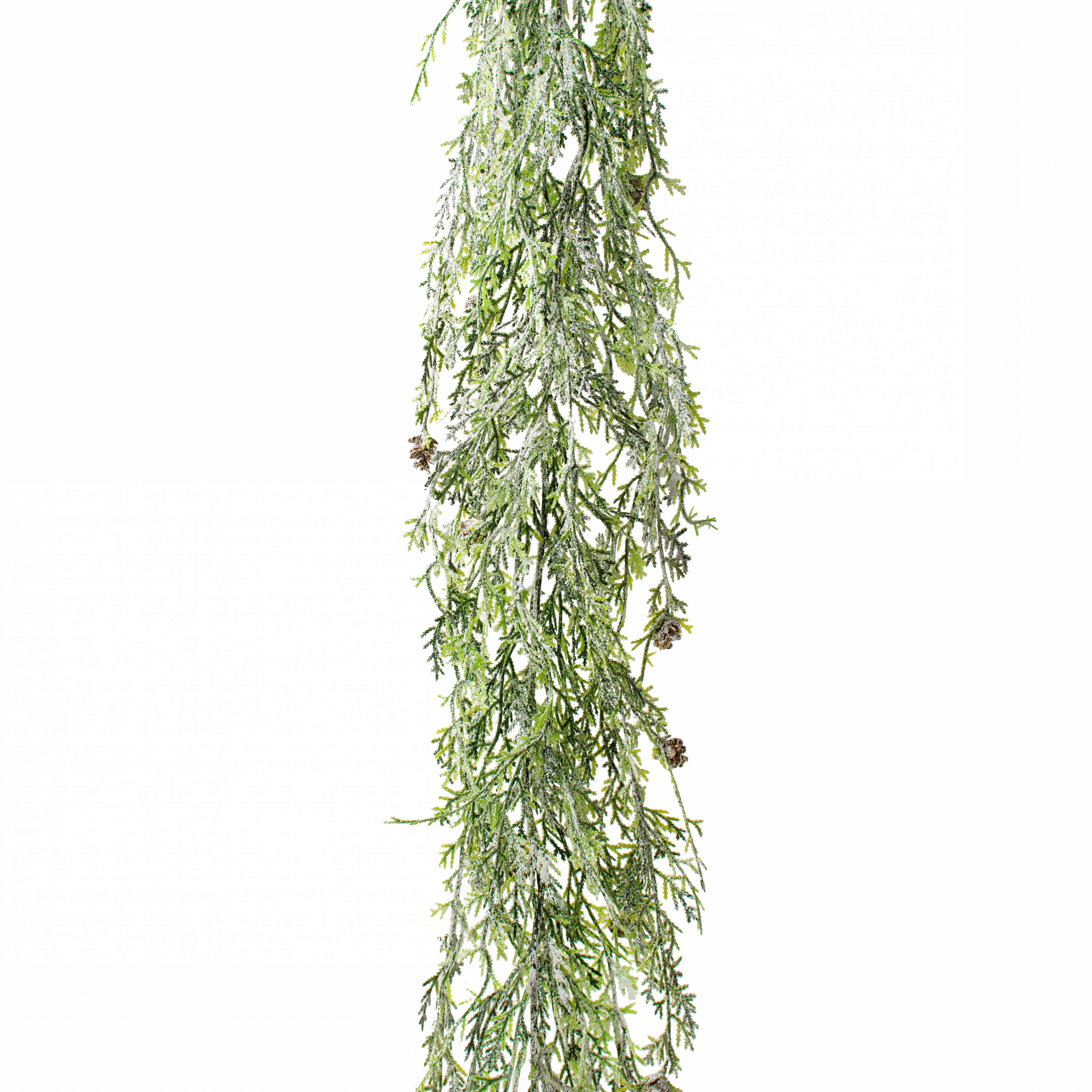 6' Frosted Cedar Hanging Pine Garland