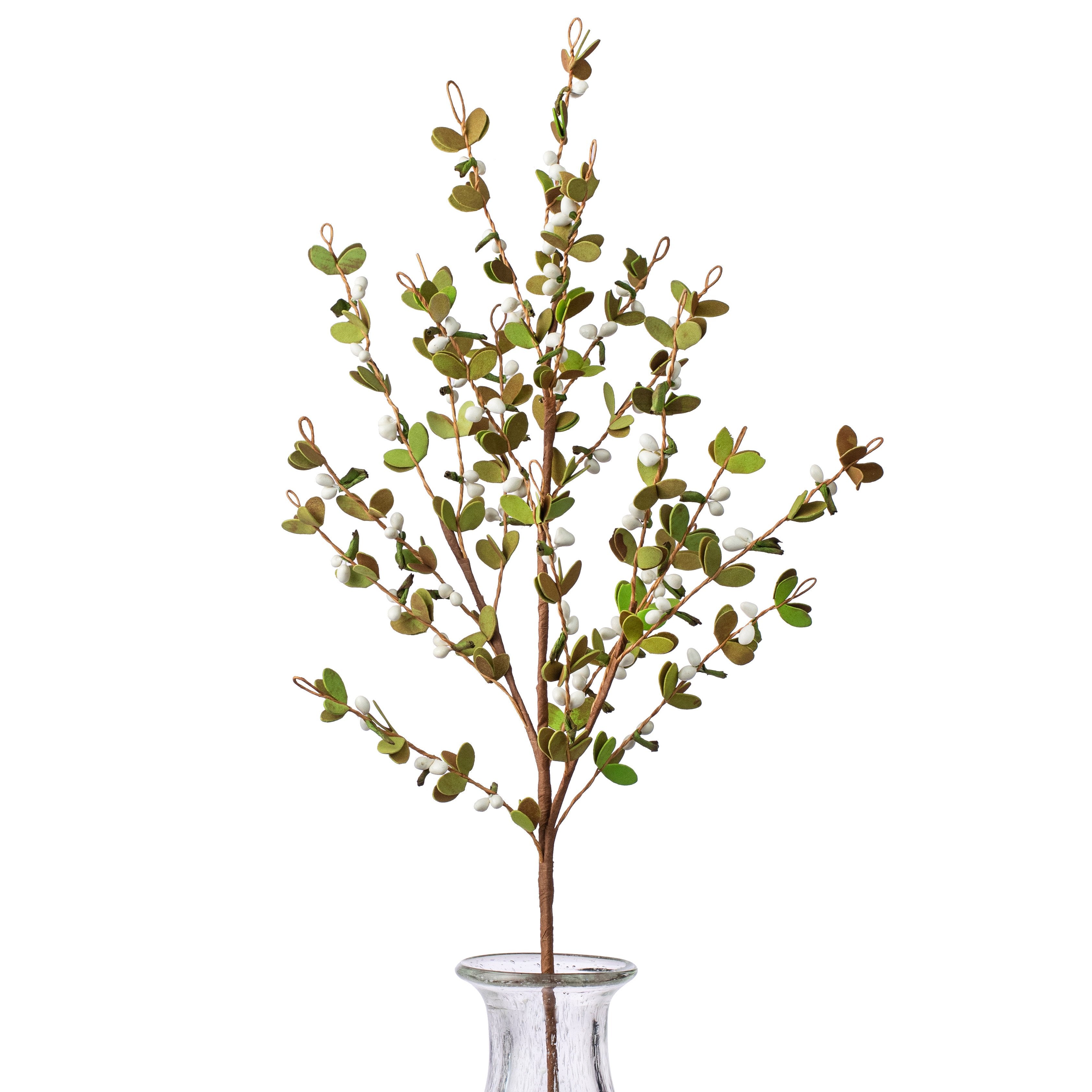32" Boxwood Floral Spray With Cream Berries