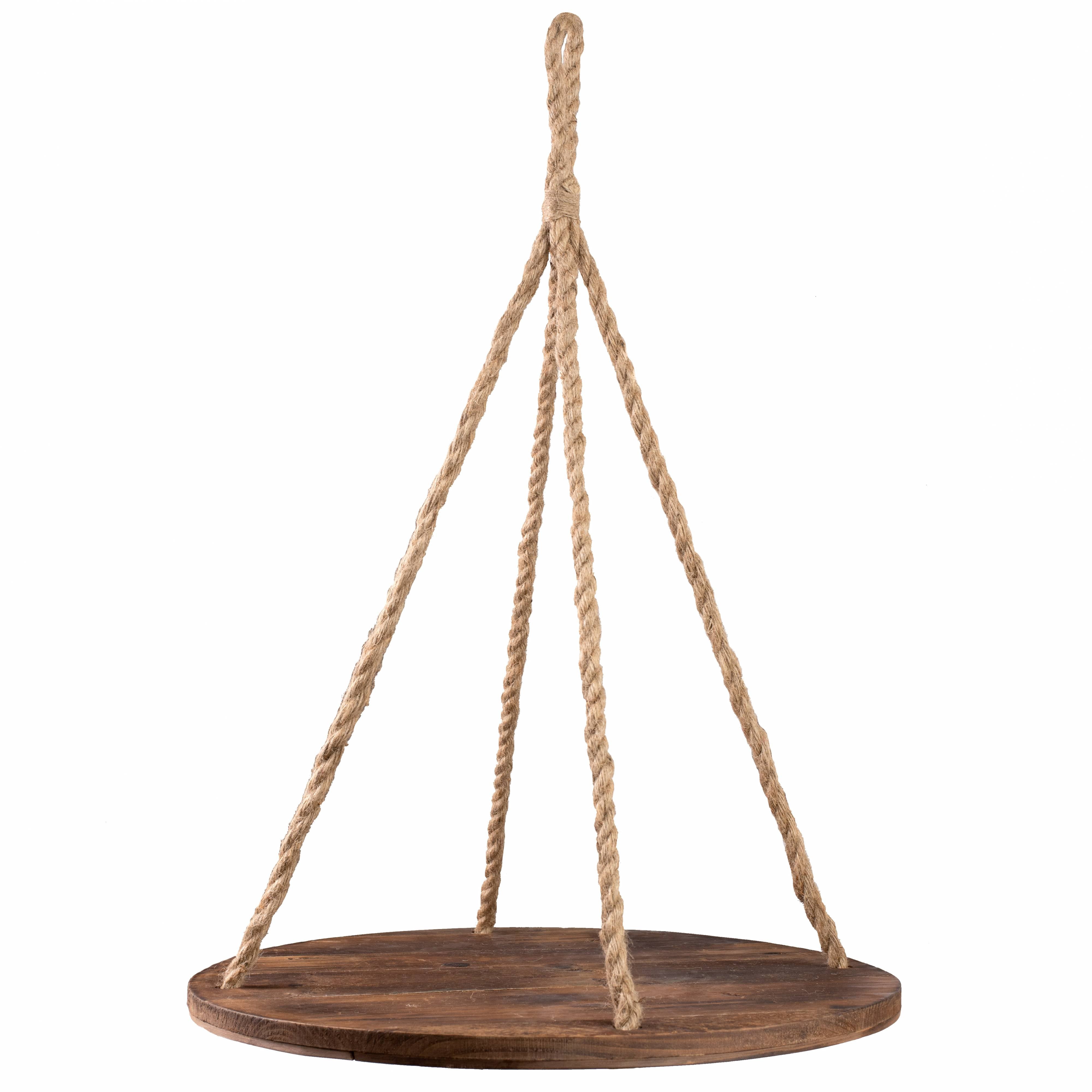 22" Hanging Wood Table: Round