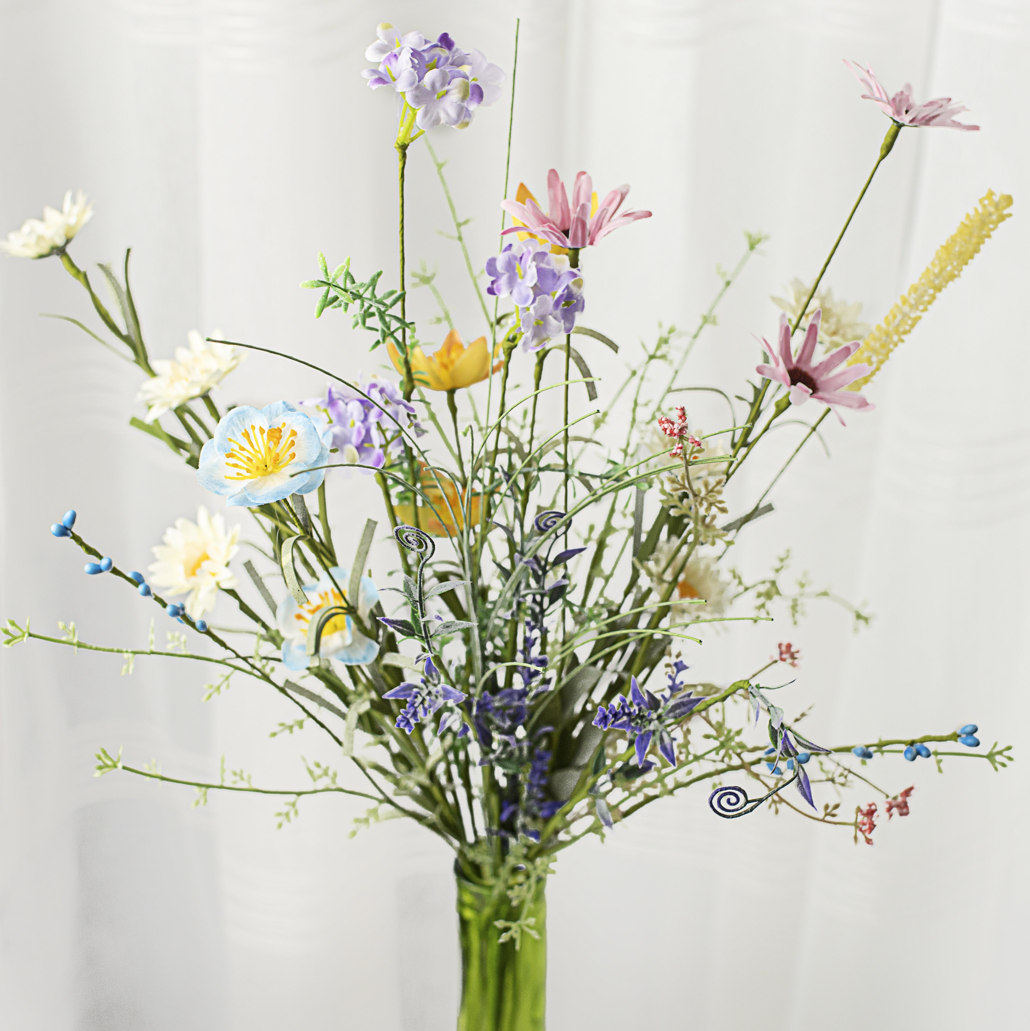 24" Wild Flower Bouquet: Pink, Yellow, Lavender, Ivory