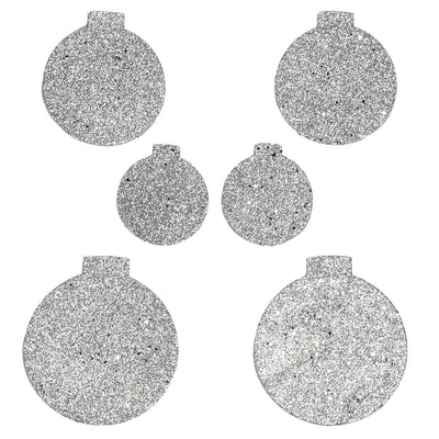Silver Metallic Glitter Foam Ornament Set (6 Assorted)