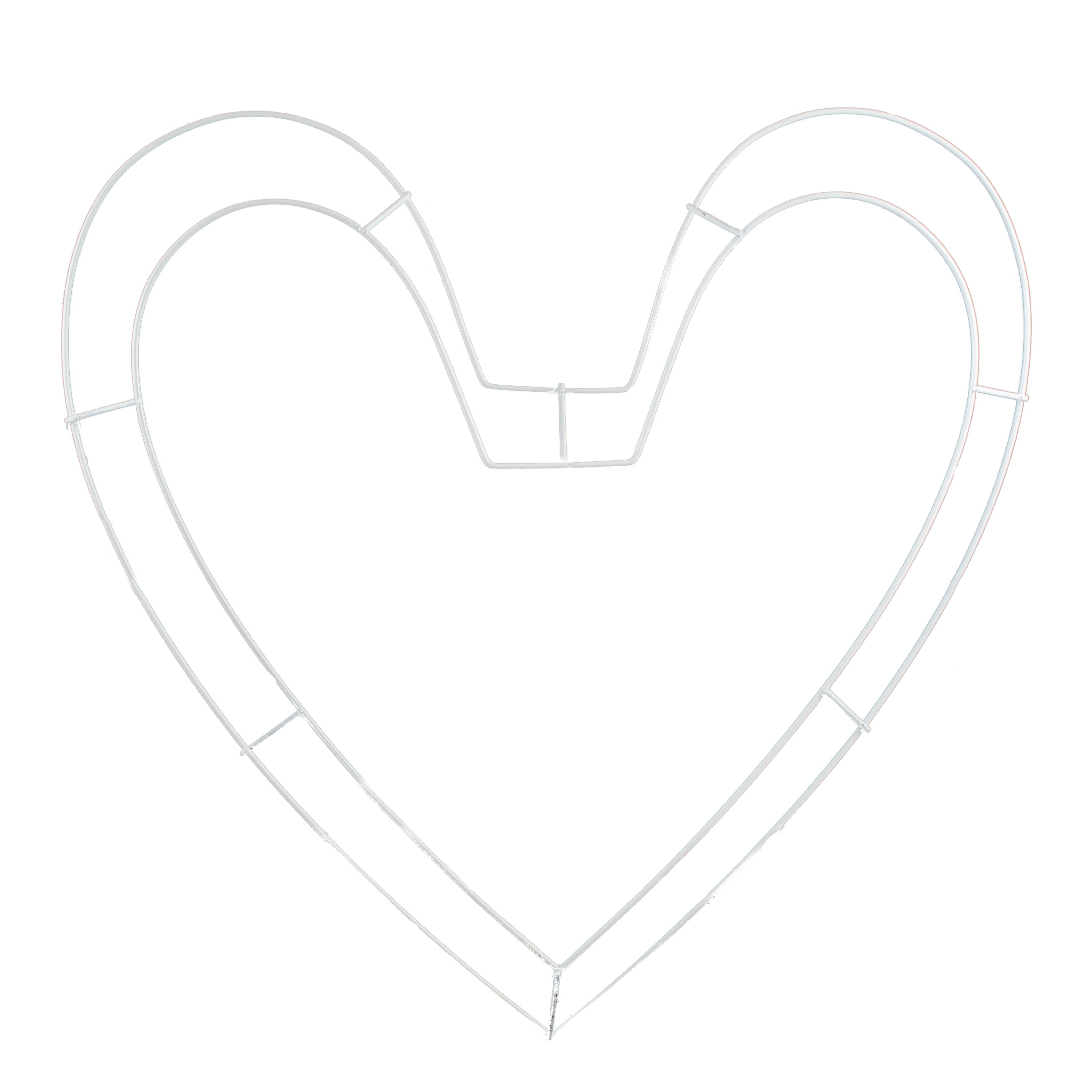 18 Inch Heart Wire Frame: 2-Wire White