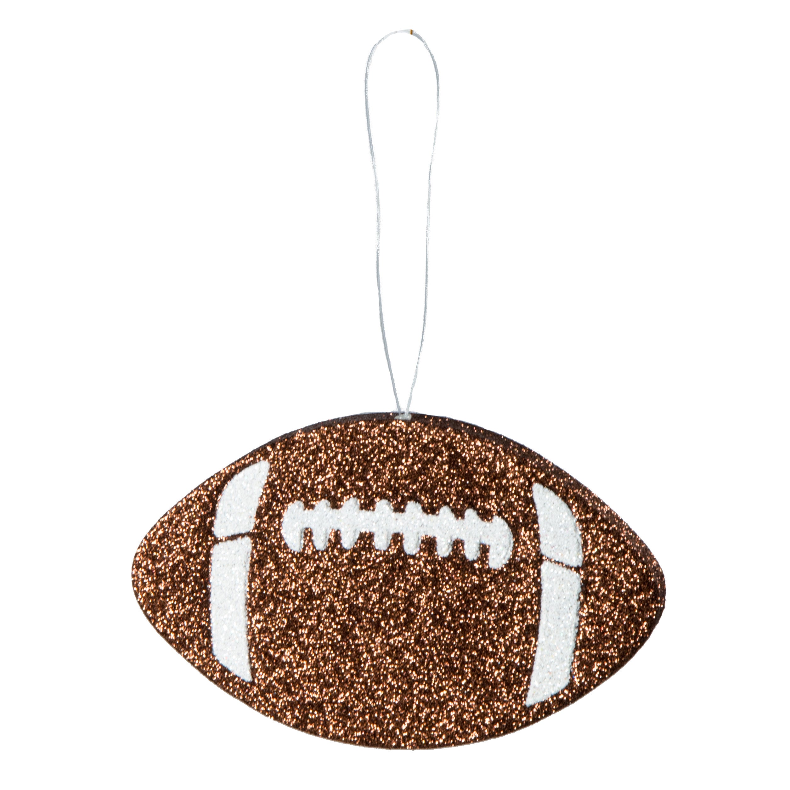 5" Metallic Glitter Football Ornament: Brown & White