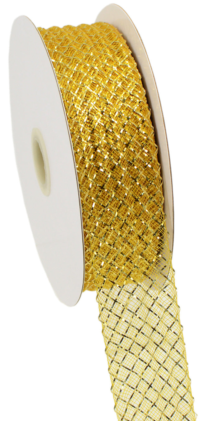 1.5" Deco Flex Mesh Ribbon: Metallic Gold (30 Yards)