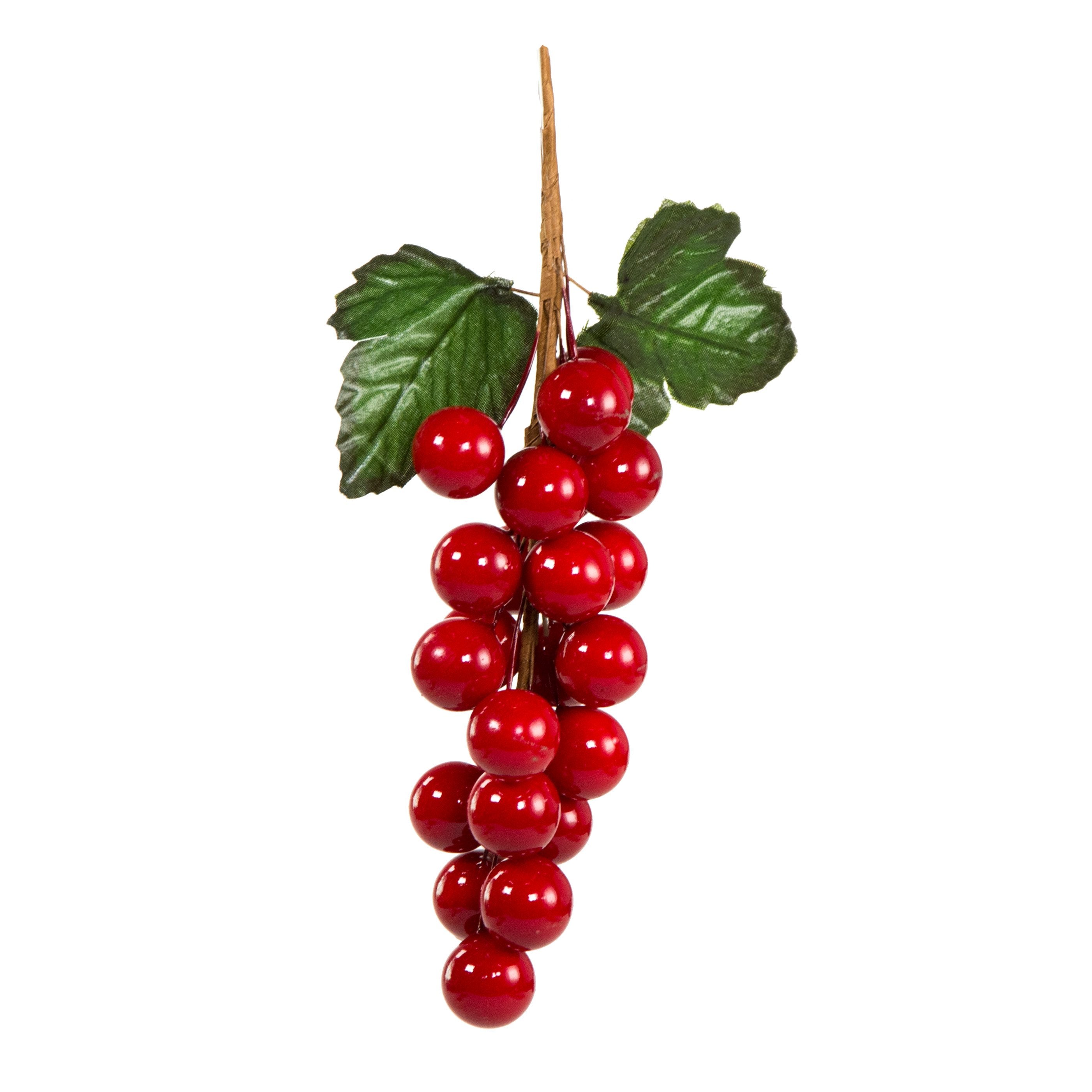 7" Berry Grape Cluster: Shiny Red