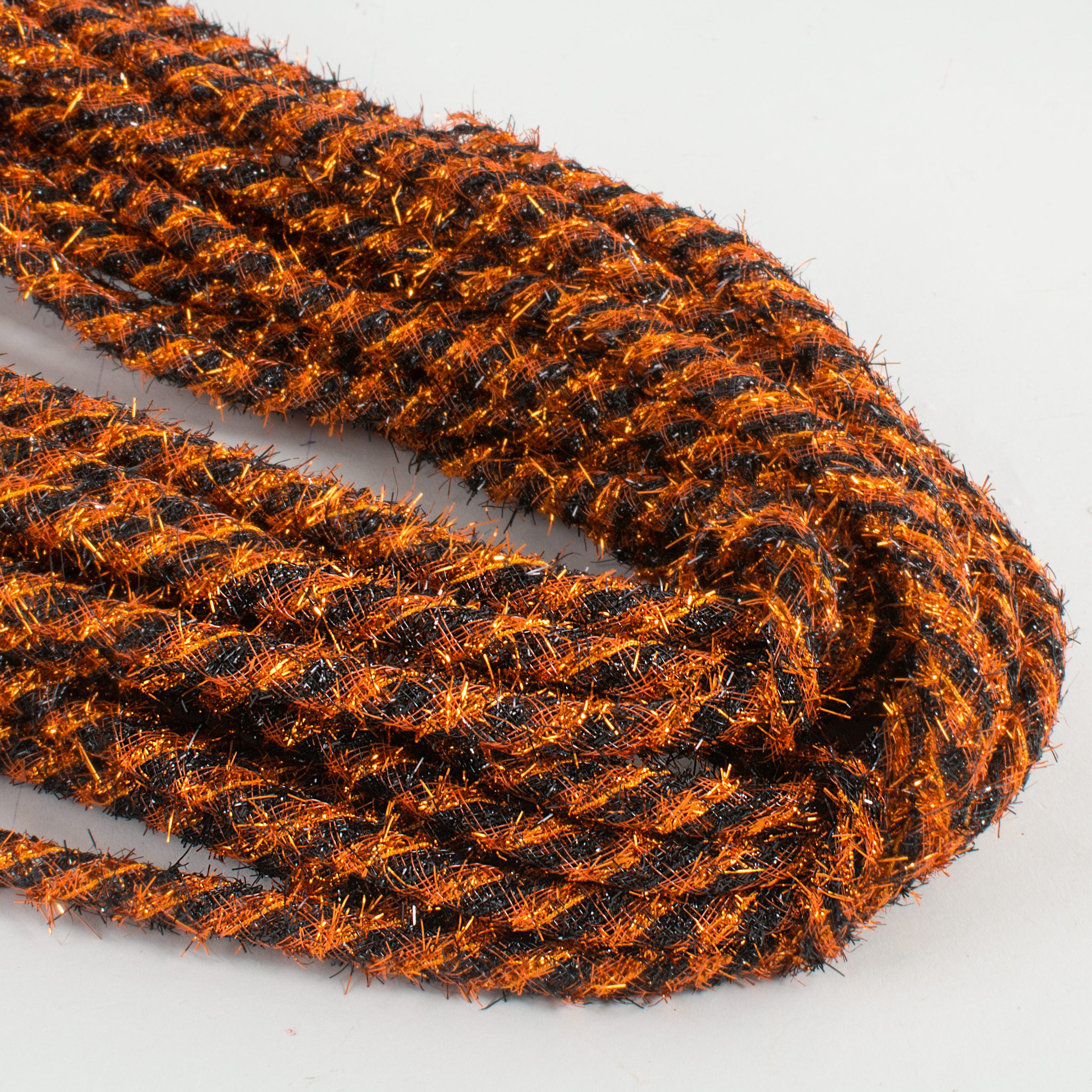 Tinsel Flex Tubing Ribbon: Black/Orange (20 Yards)