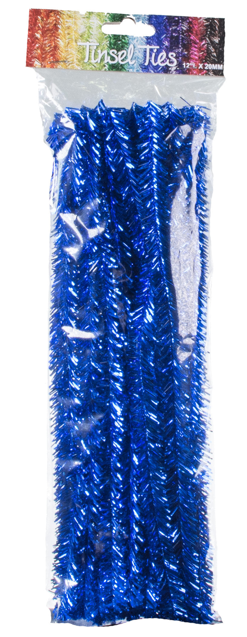 20mm Tinsel Tie Stems: Metallic Royal Blue (25)