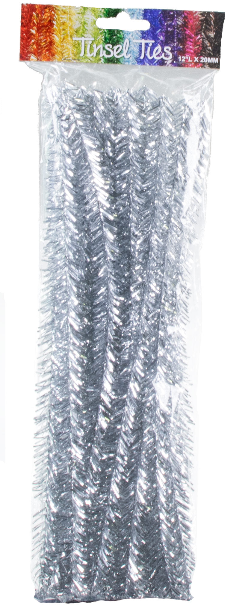 20mm Tinsel Tie Stems: Metallic Silver (25)