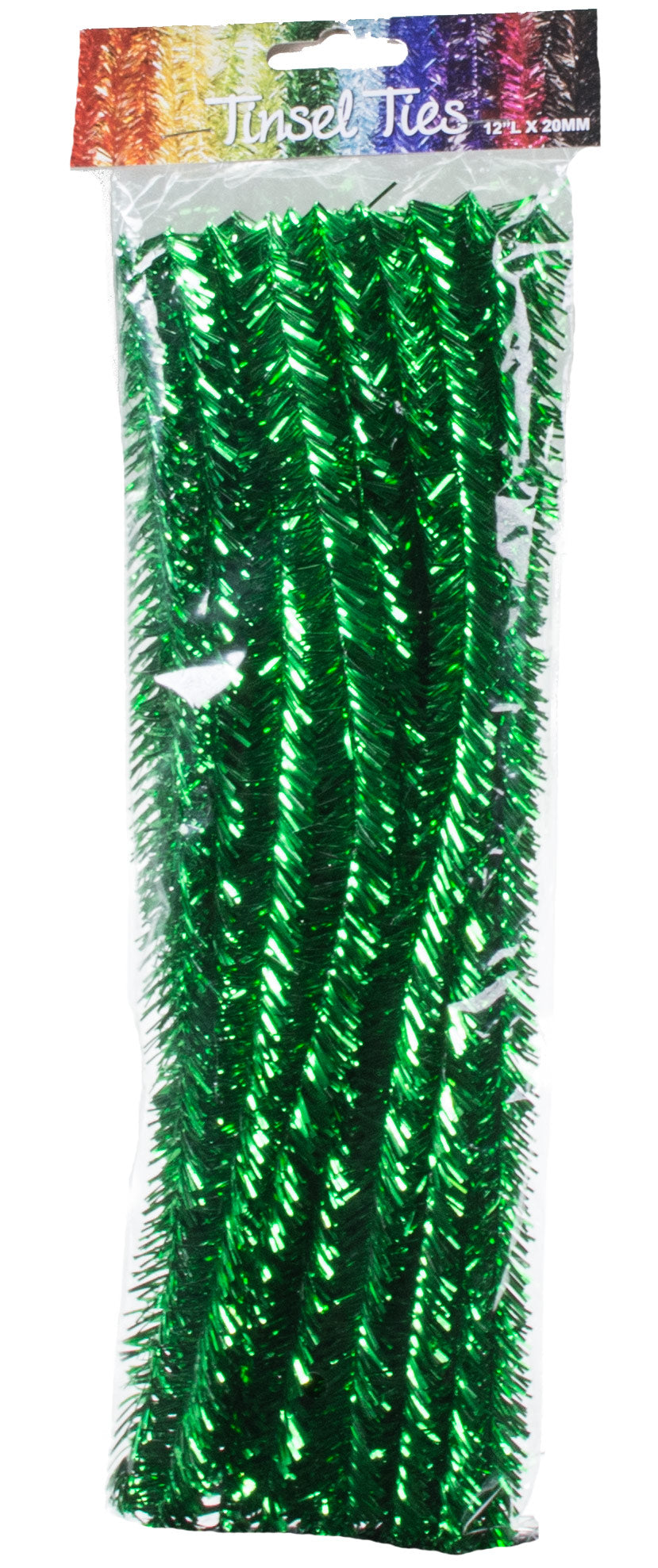20mm Tinsel Tie Stems: Metallic Emerald (25)