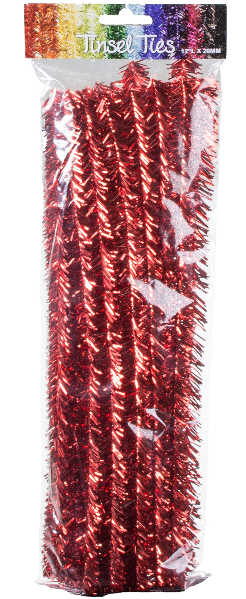 20mm Tinsel Tie Stems: Metallic Red (25)