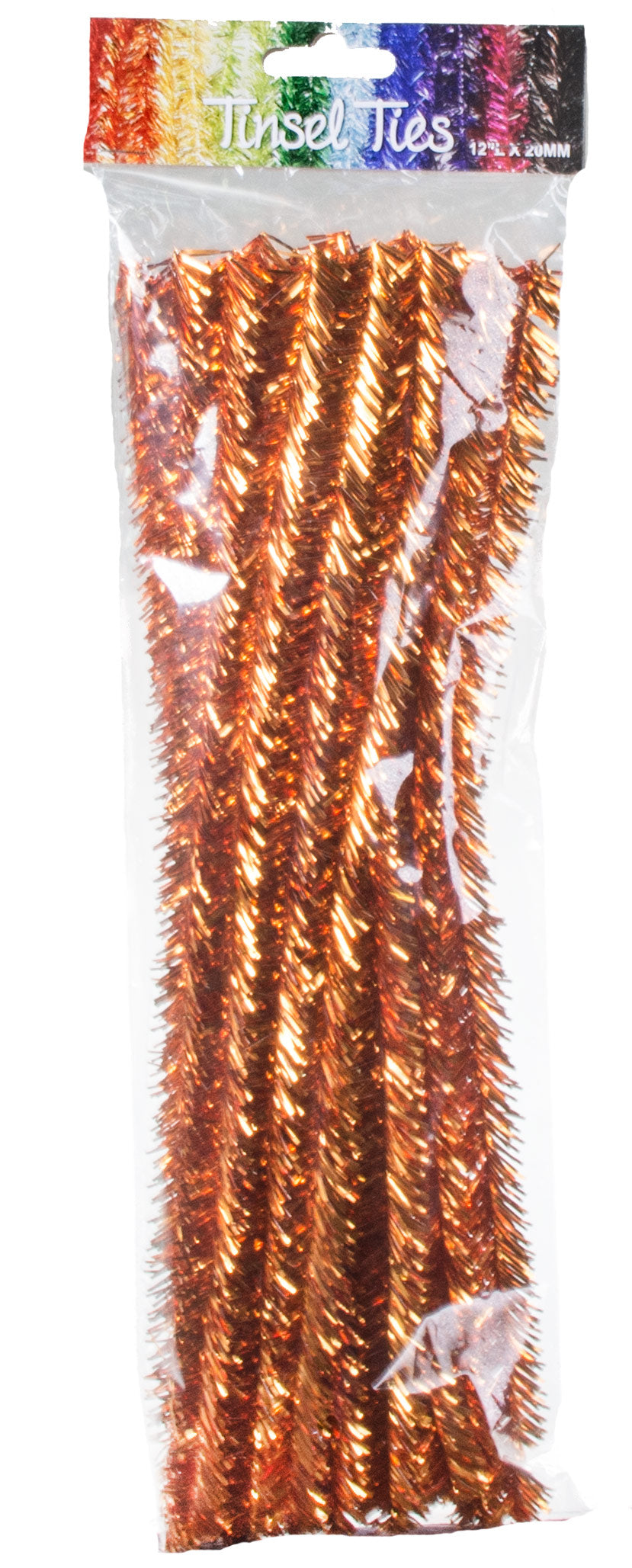 20mm Tinsel Tie Stems: Metallic Orange (25)