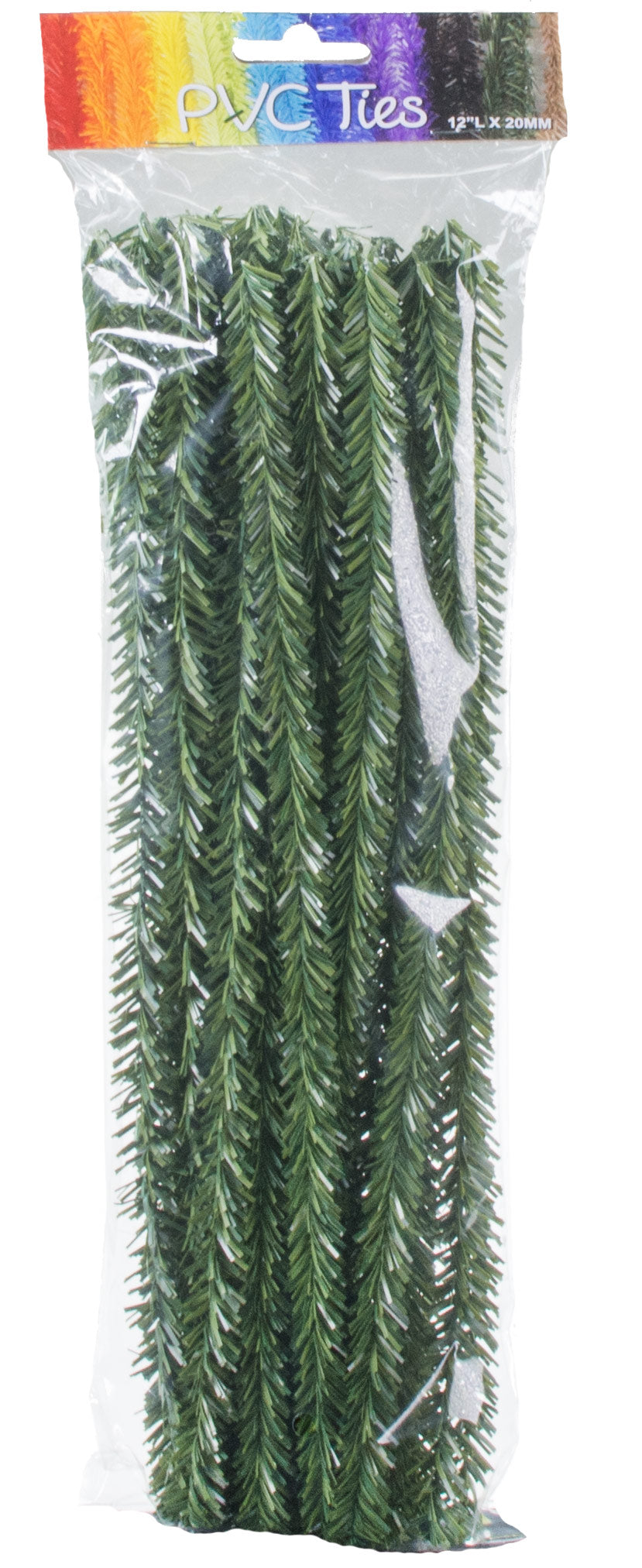 20mm Tinsel Tie Stems: Two Tone Evergreen (25)