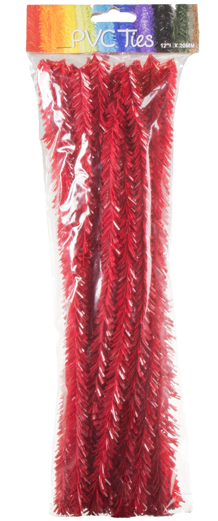 20mm Tinsel Tie Stems: Red (25)