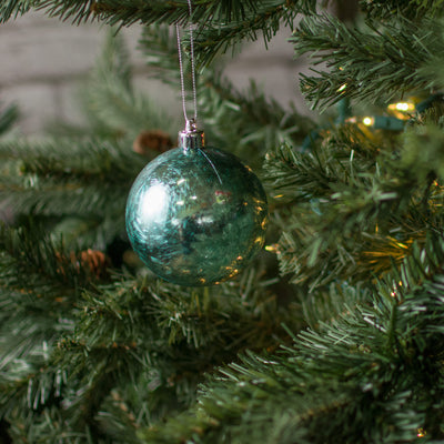 80MM Feather Smooth Ball Ornament: Turquoise