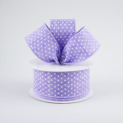 1.5" Swiss Dots Ribbon: Lavender & White (10 Yards)
