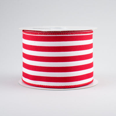 2.5" Vertical Stripe Ribbon: Red & White (10 Yards)