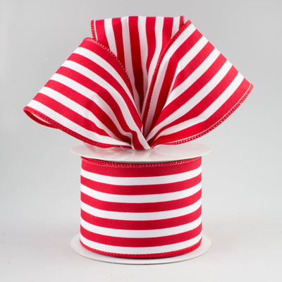 2.5" Vertical Stripe Ribbon: Red & White (10 Yards)
