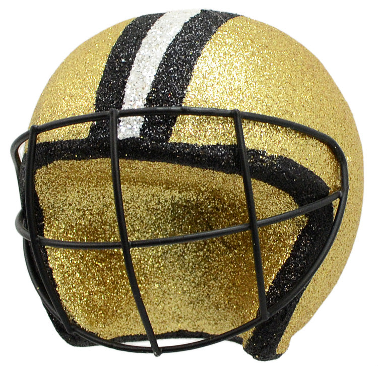 Football Helmet Ornament: Black & Gold (4")