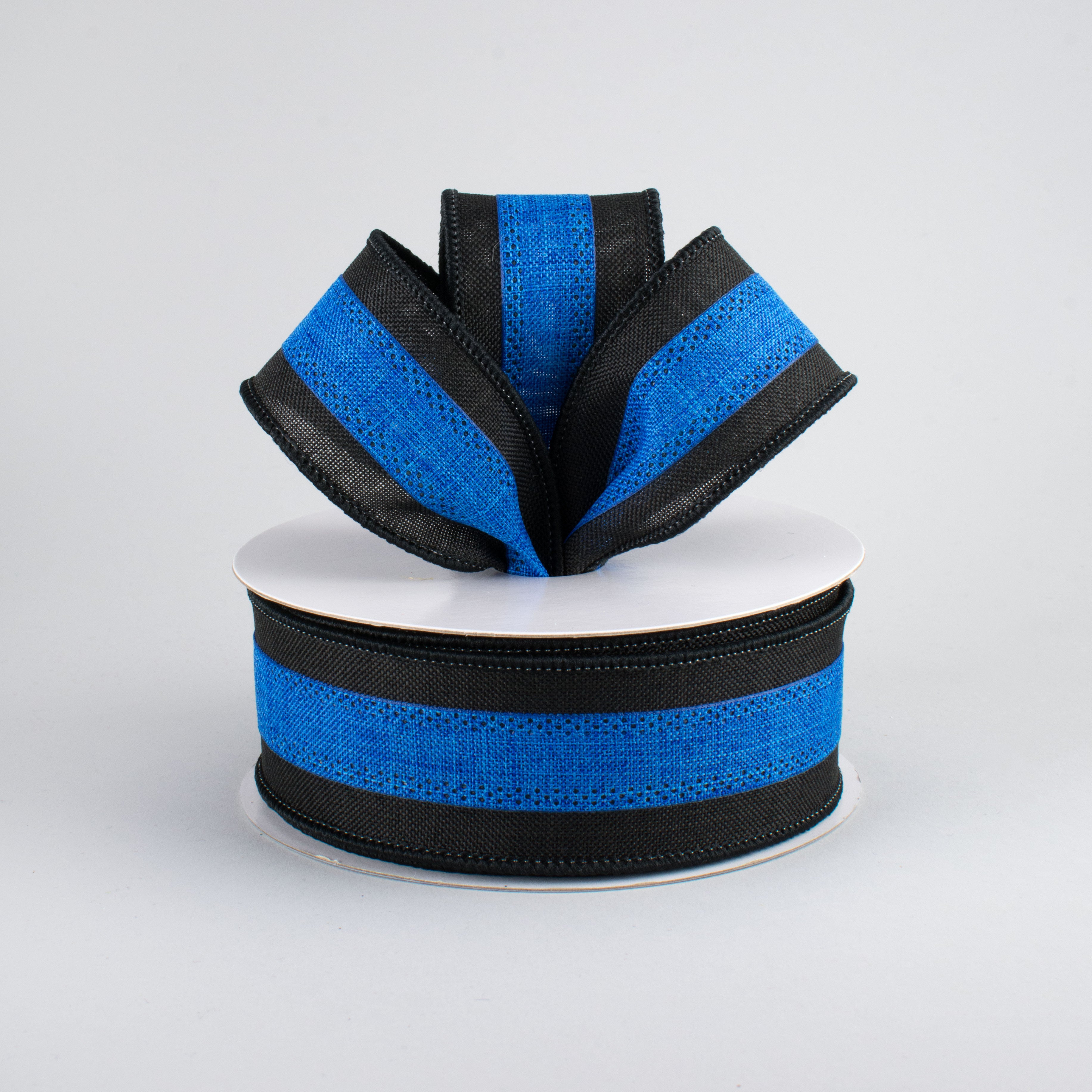 1.5" Police Support Ribbon: Black & Blue (10 Yards)