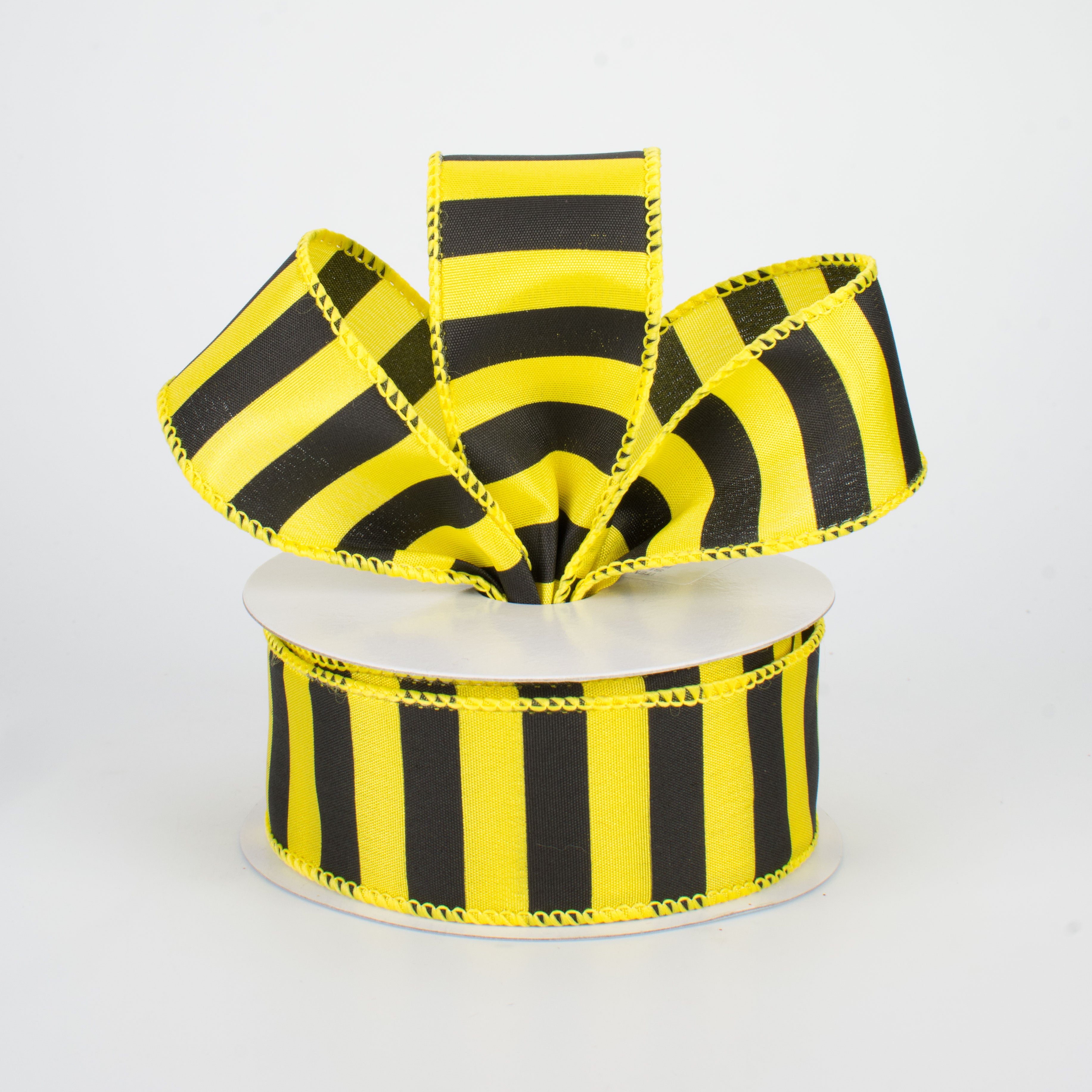 1.5" Medium Stripe Ribbon: Yellow & Black (10 Yards)