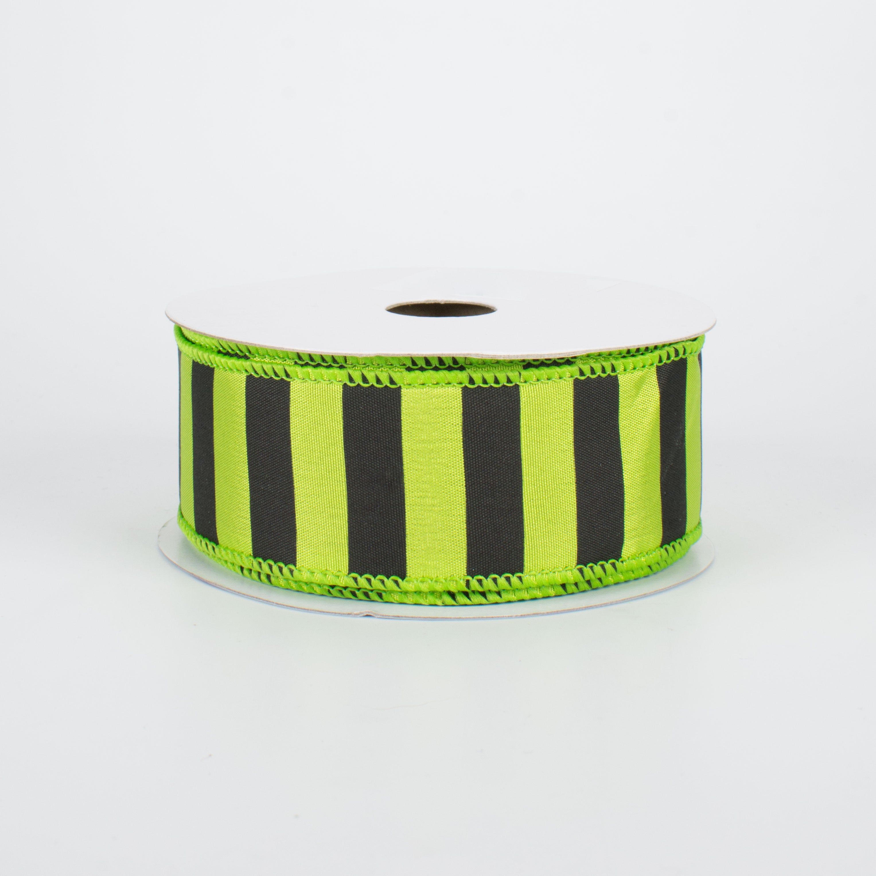 1.5" Medium Stripe Ribbon: Lime & Black (10 Yards)