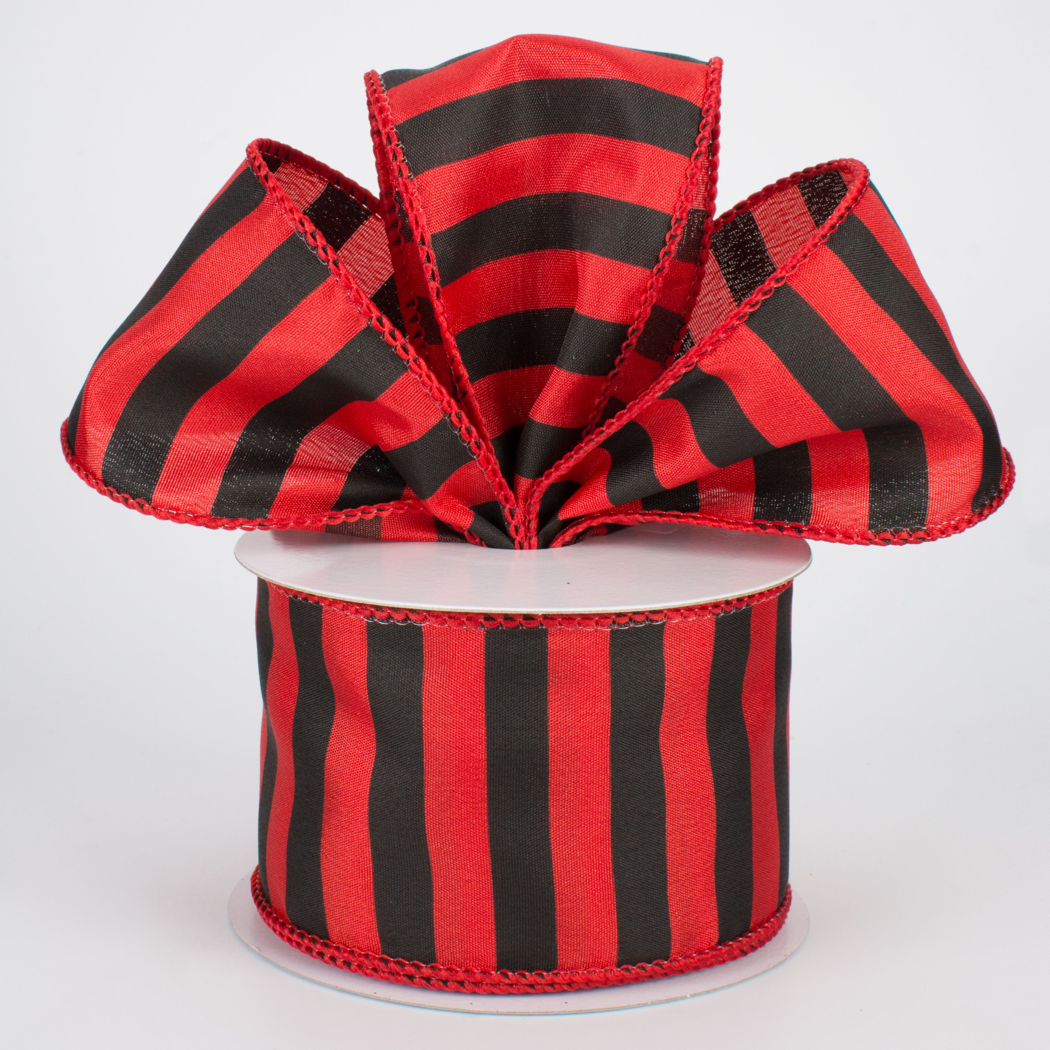 2.5" Medium Stripe Ribbon: Red & Black (10 Yards)