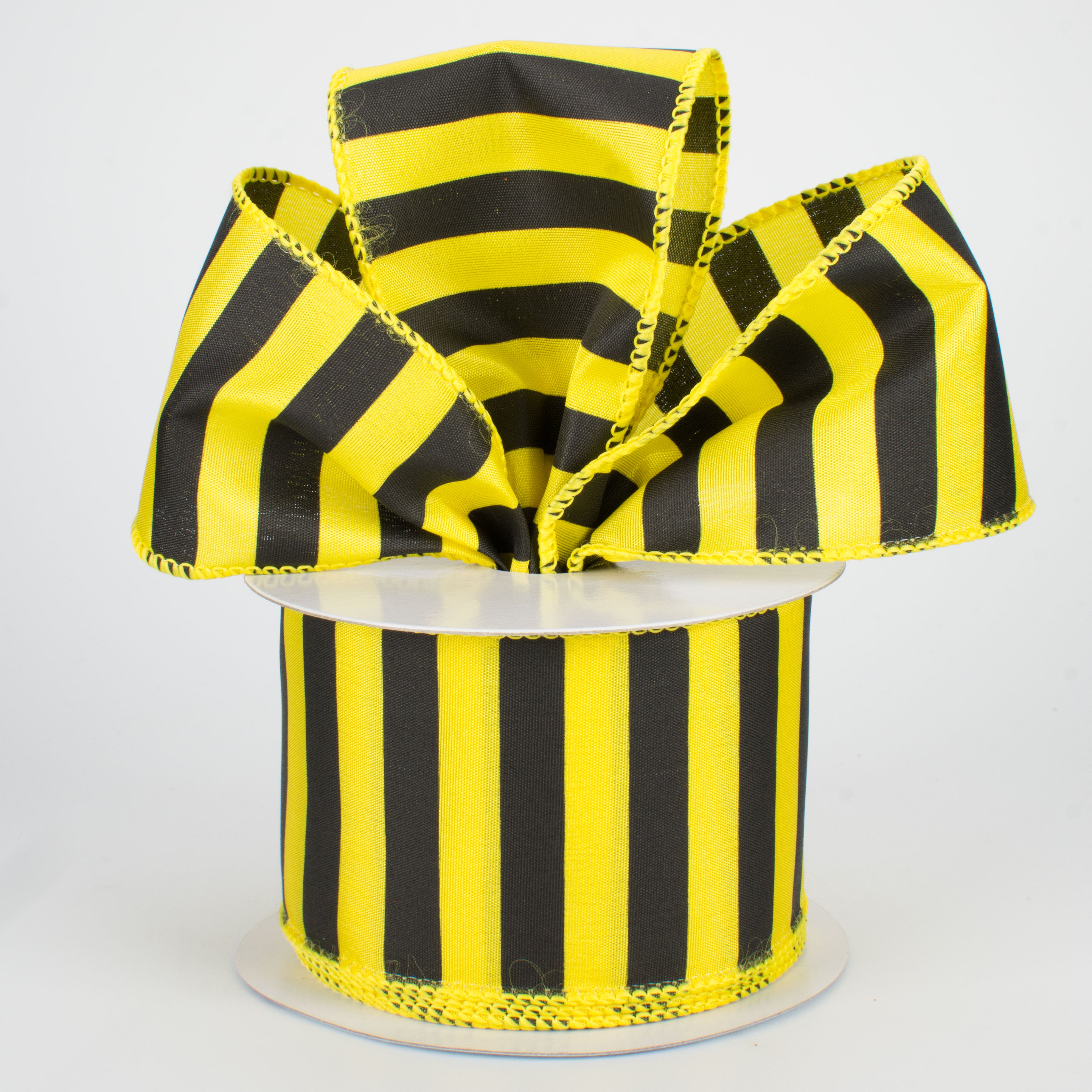 2.5" Medium Stripe Ribbon: Yellow & Black (10 Yards)