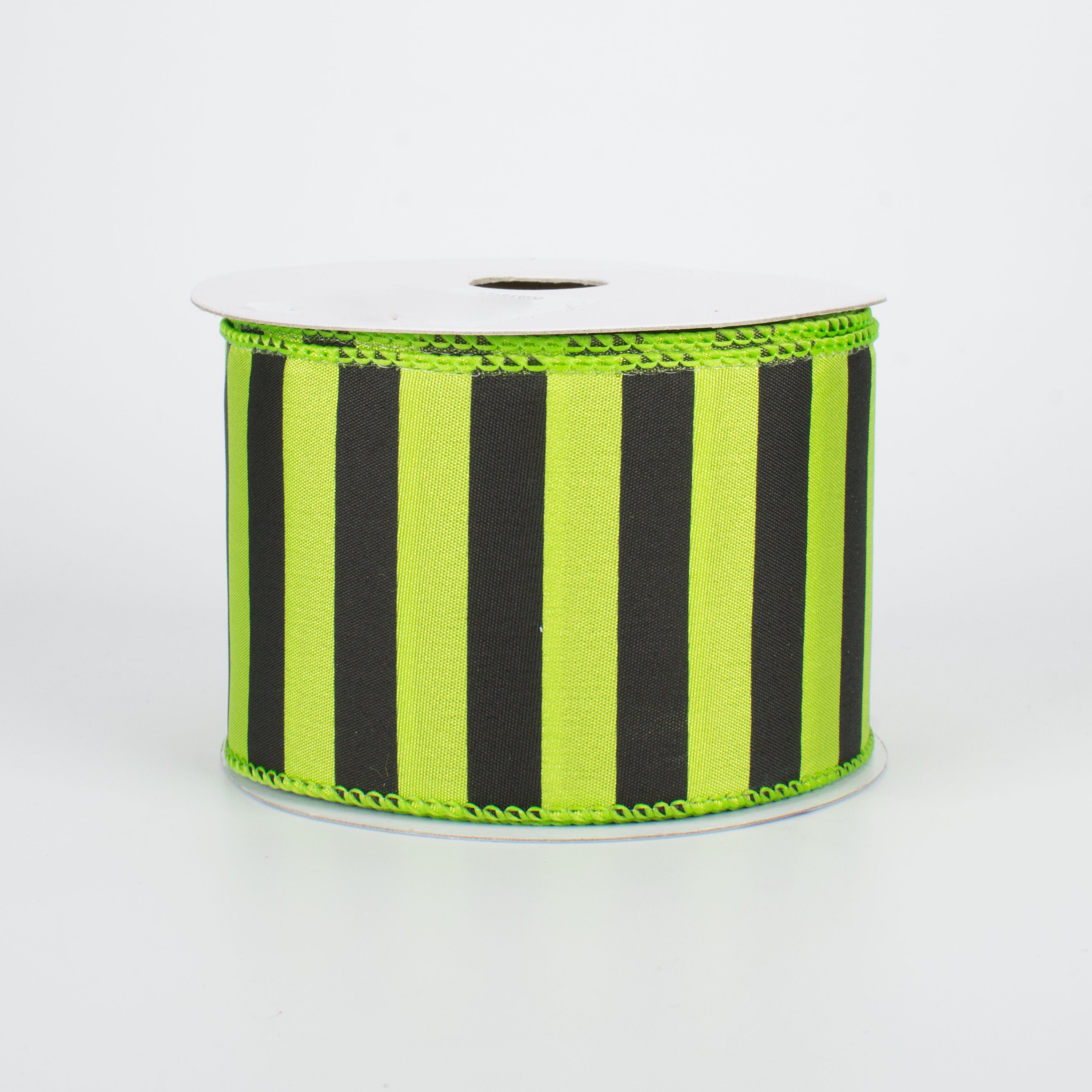 2.5" Medium Stripe Ribbon: Lime Green & Black (10 Yards)