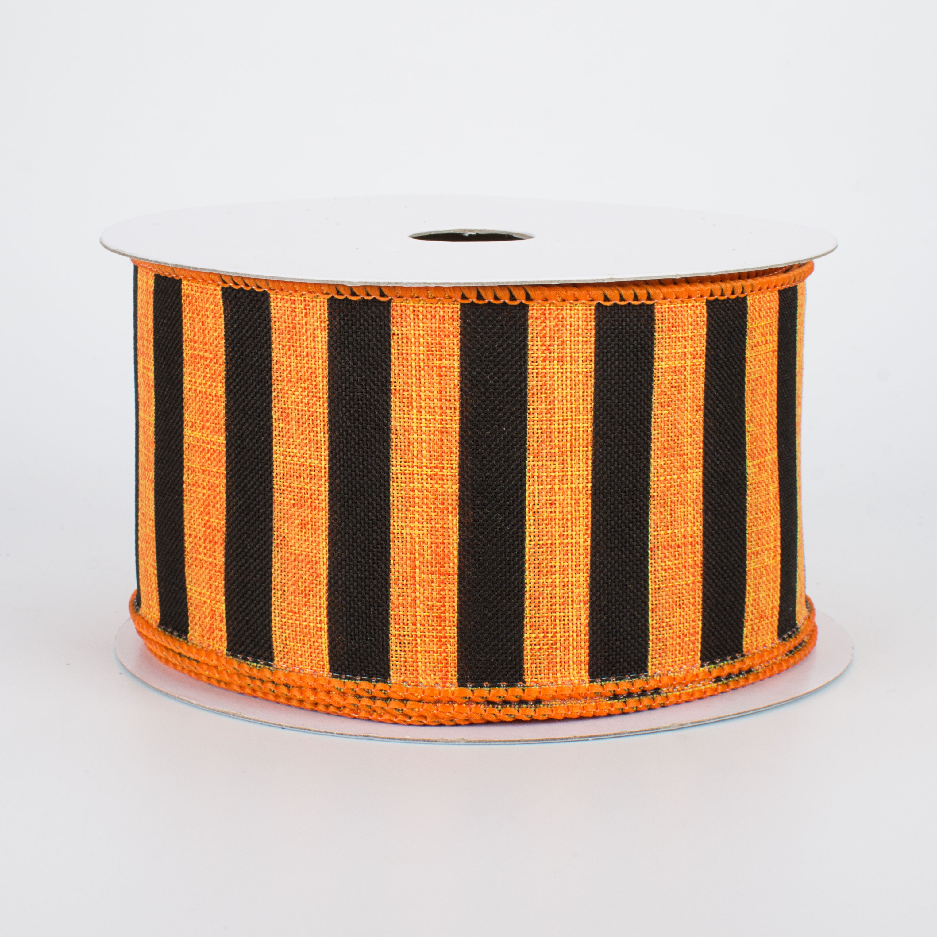 2.5" Medium Stripe Canvas Ribbon: Orange & Black (10 Yards)