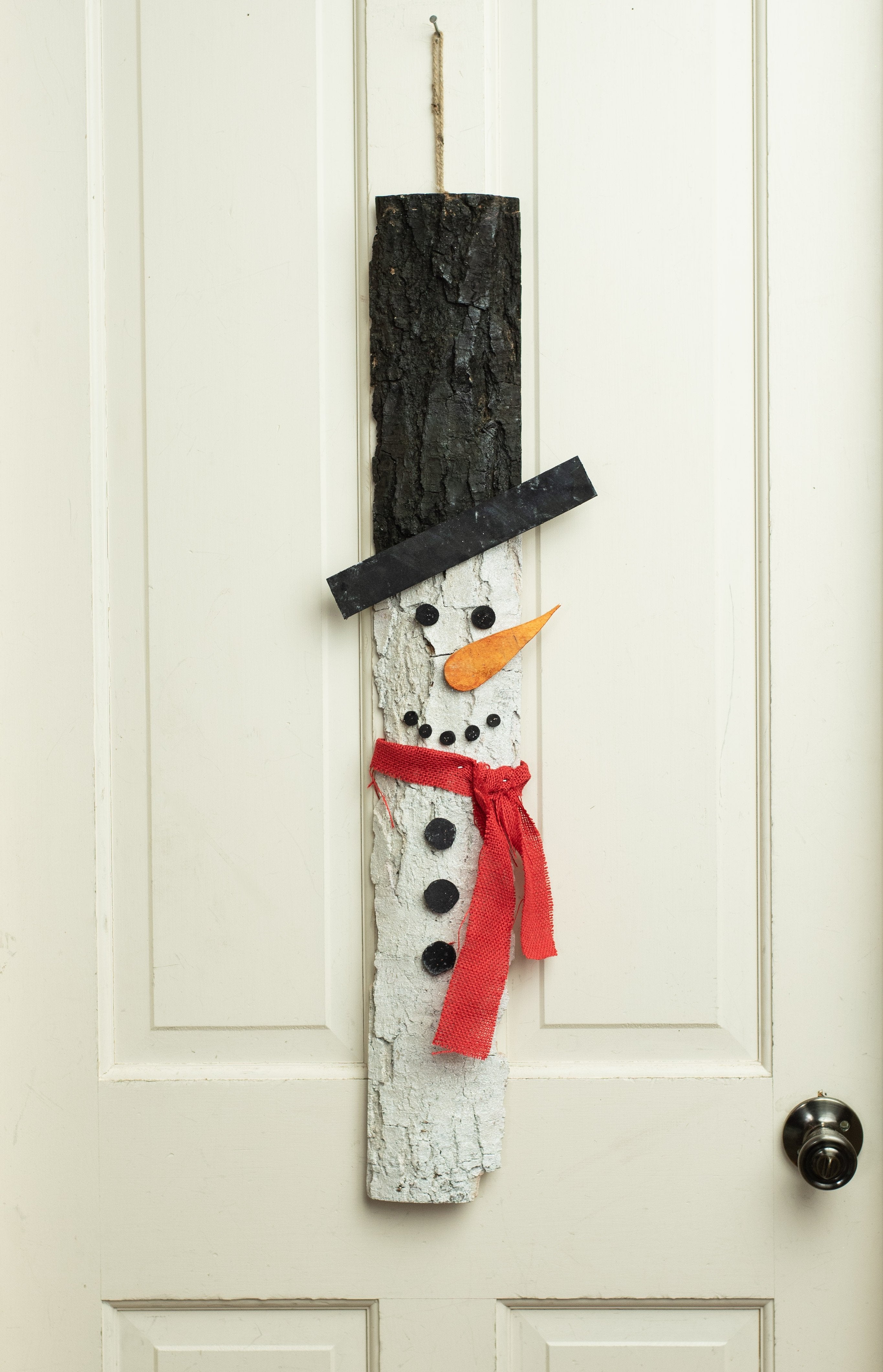 32" Single Plank Birch Decoration: Snowman