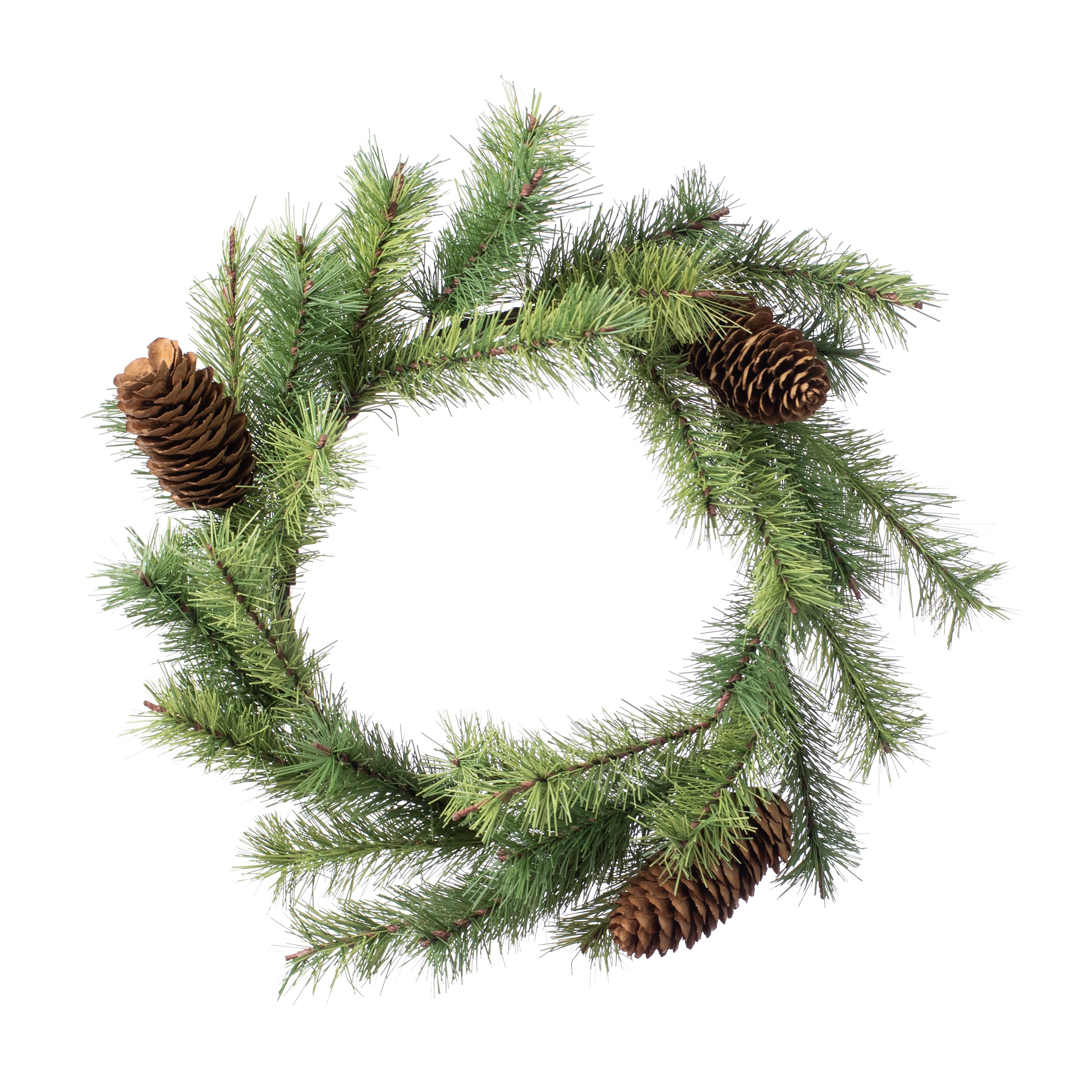 14" Woodsy Pine Candle Ring With Pinecones