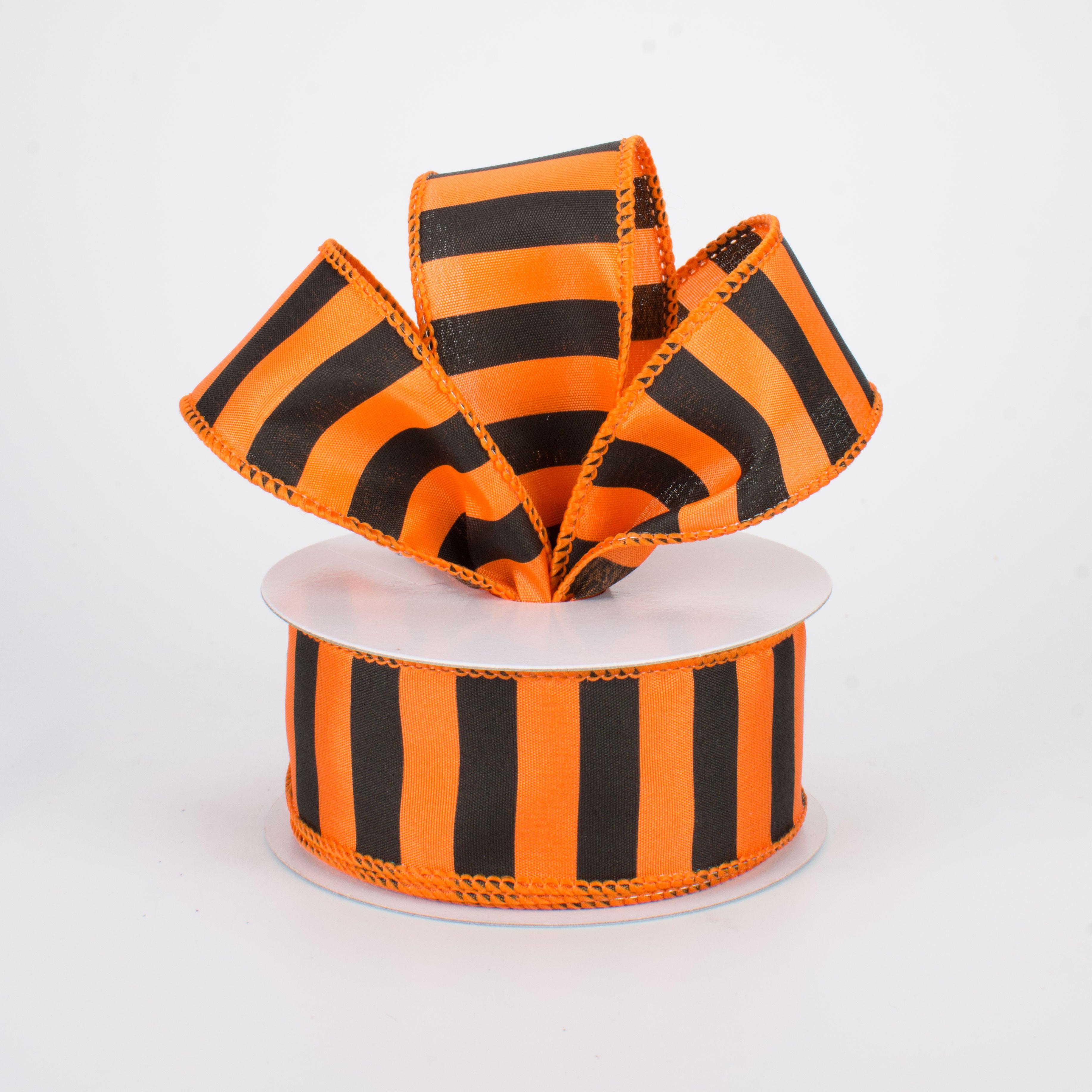 1.5" Medium Stripe Ribbon: Orange & Black (10 Yards)