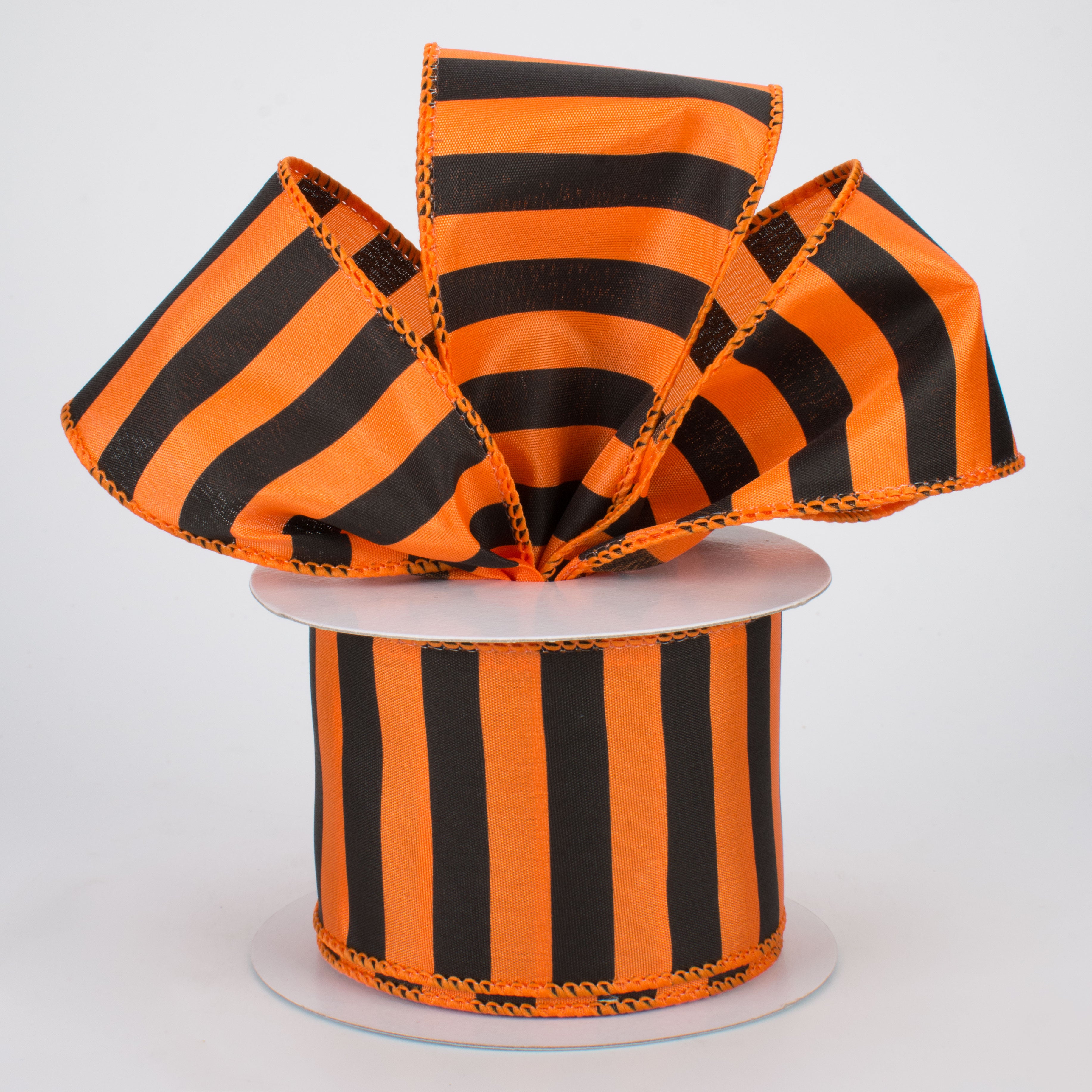 2.5" Medium Stripe Ribbon: Orange & Black (10 Yards)