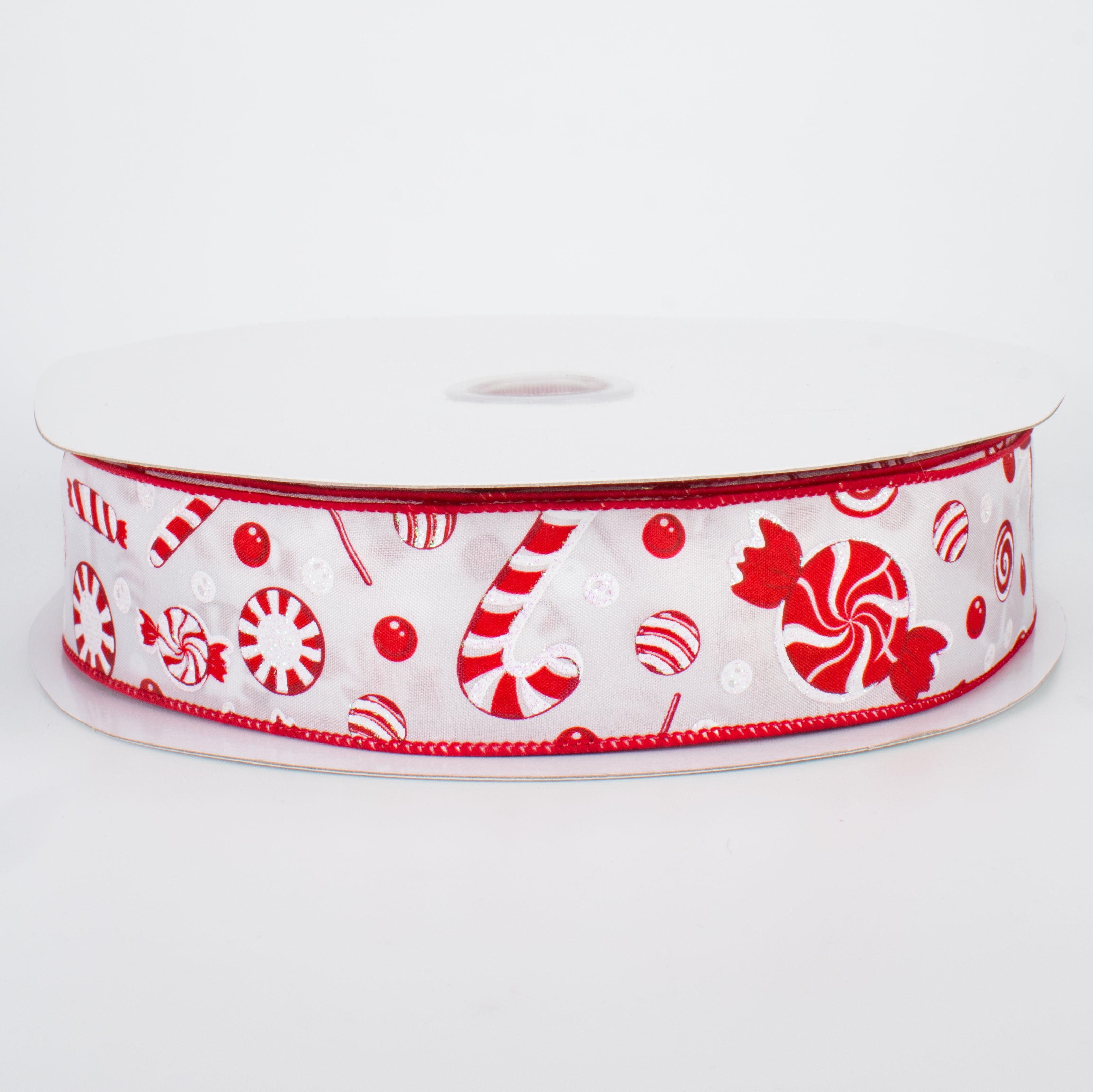 1.5" Red & White Candy Ribbon (50 Yards)