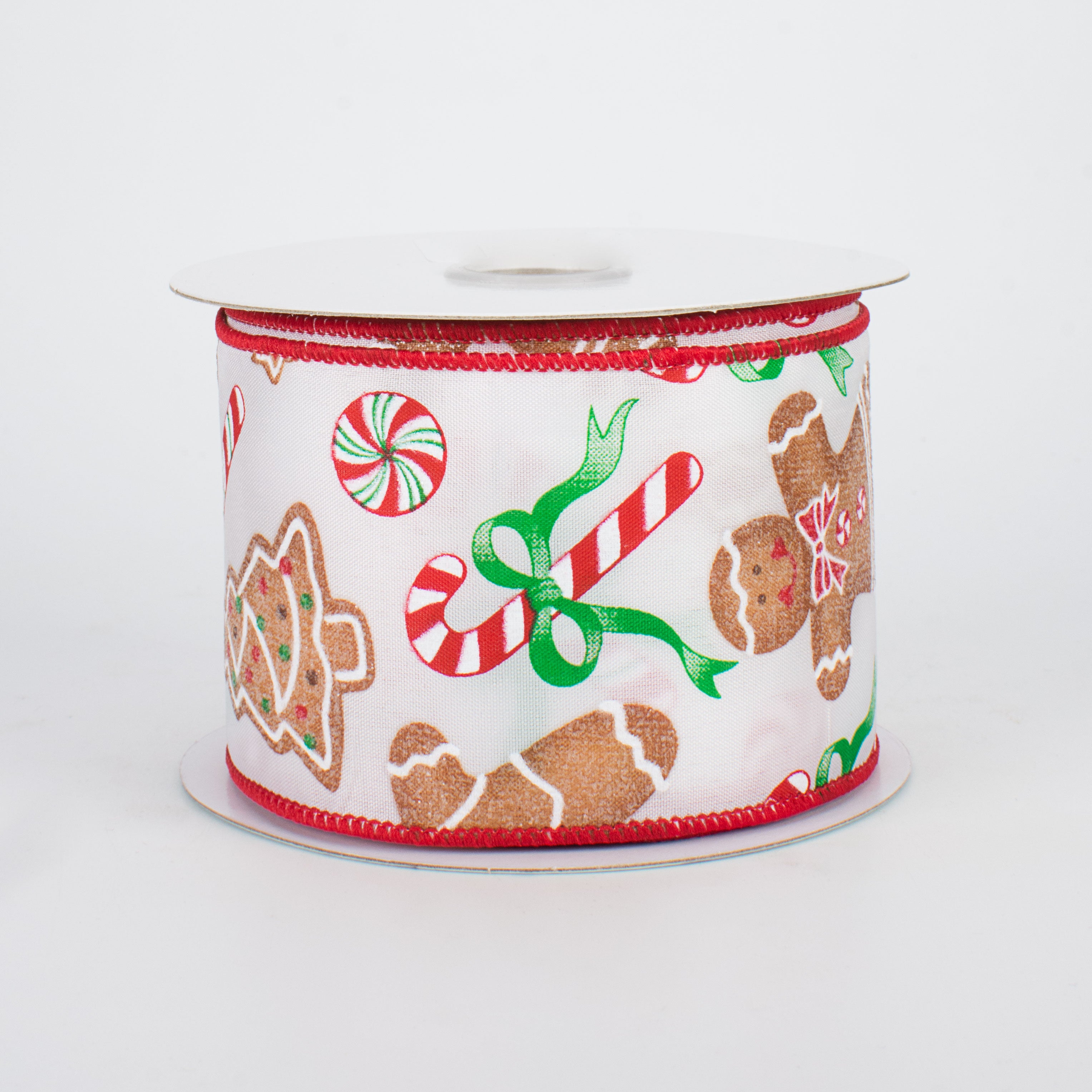 2.5" Gingerbread With Candy Ribbon: White (10 Yards)