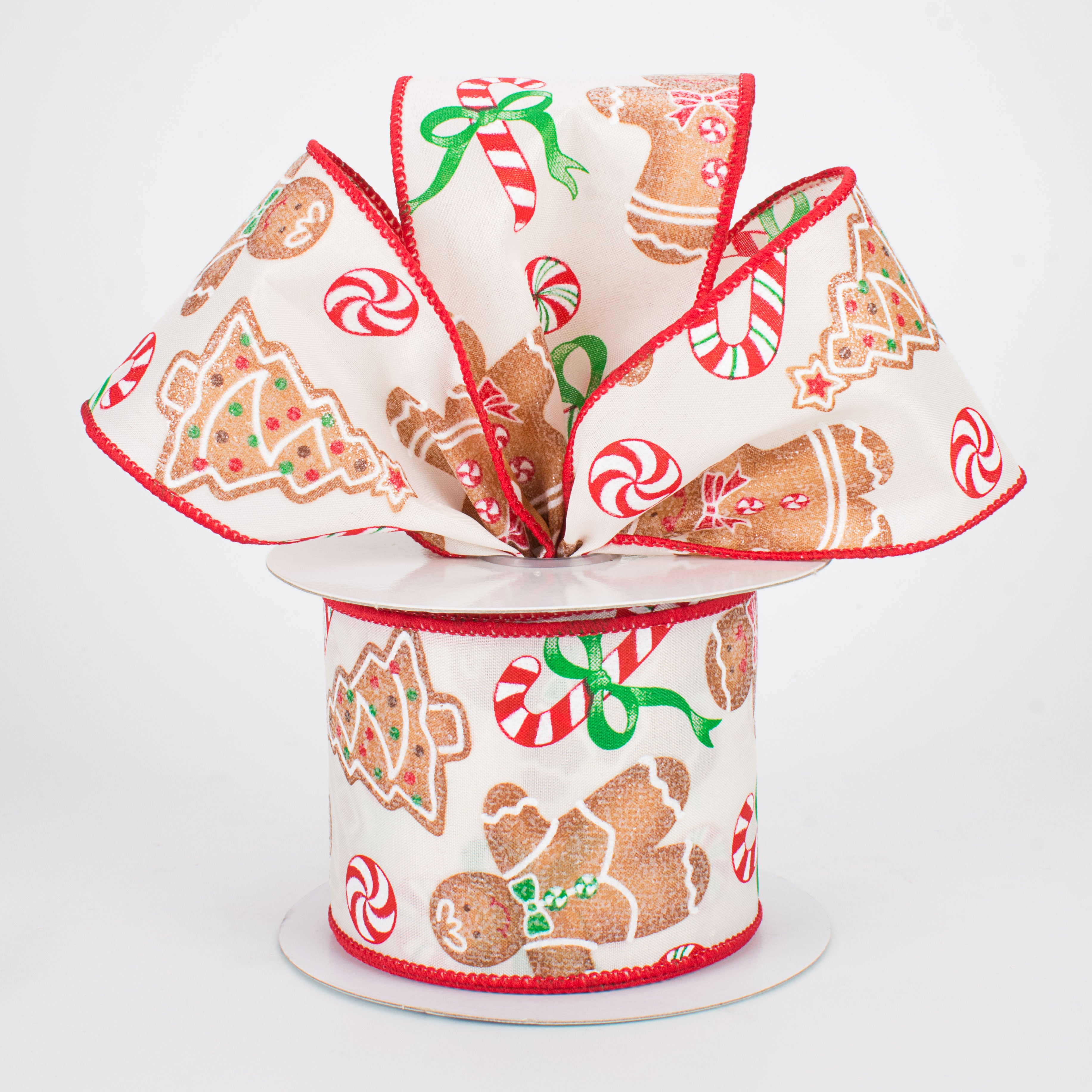 2.5" Gingerbread With Candy Ribbon: Ivory (10 Yards)