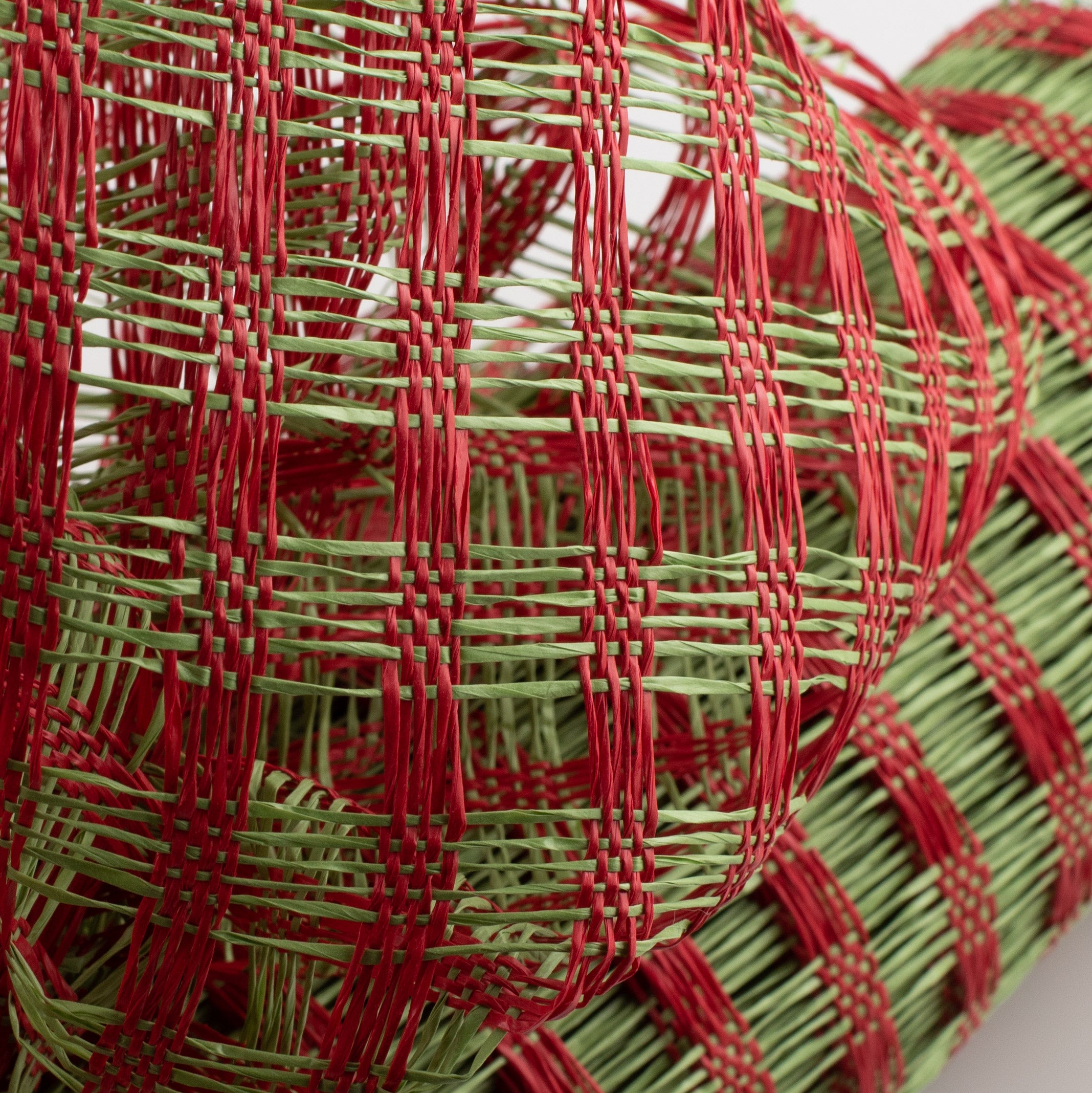 21" Poly Burlap Check Mesh: Lime Green & Red