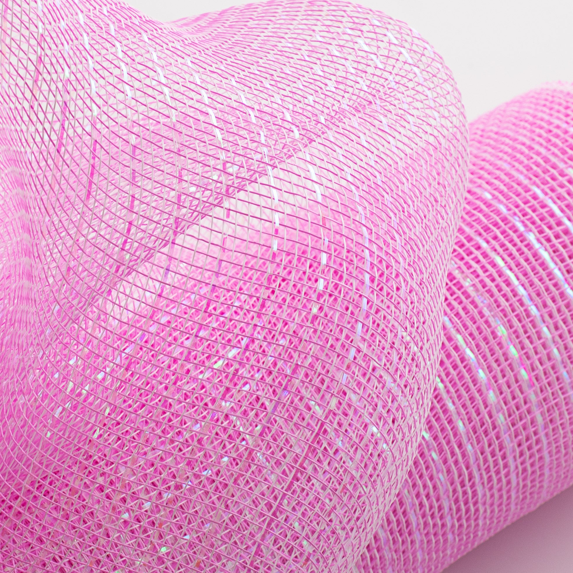 21" Iridescent Foil Mesh: Pastel Pink & White