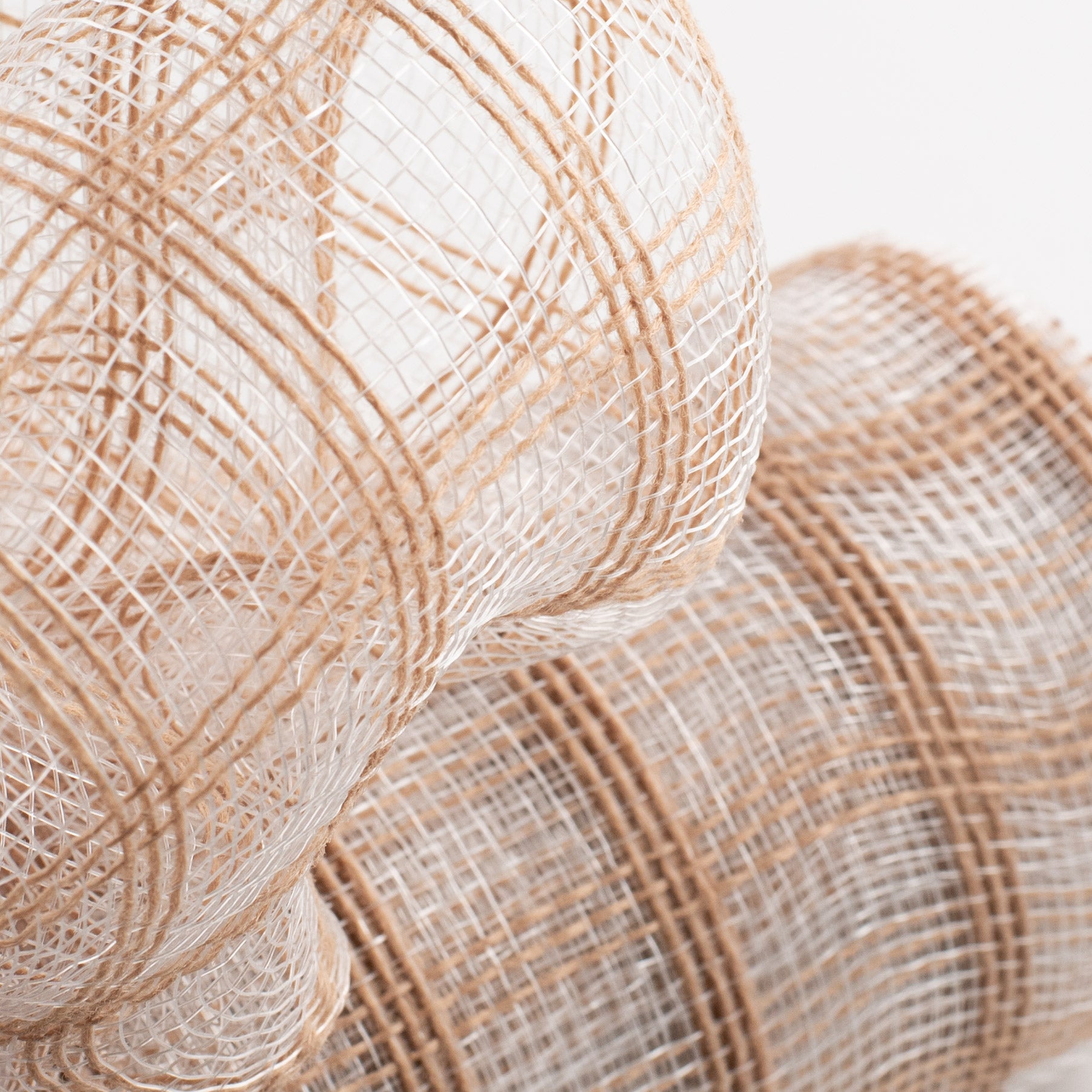 10" Poly Jute Deco Mesh: Natural & Clear Check