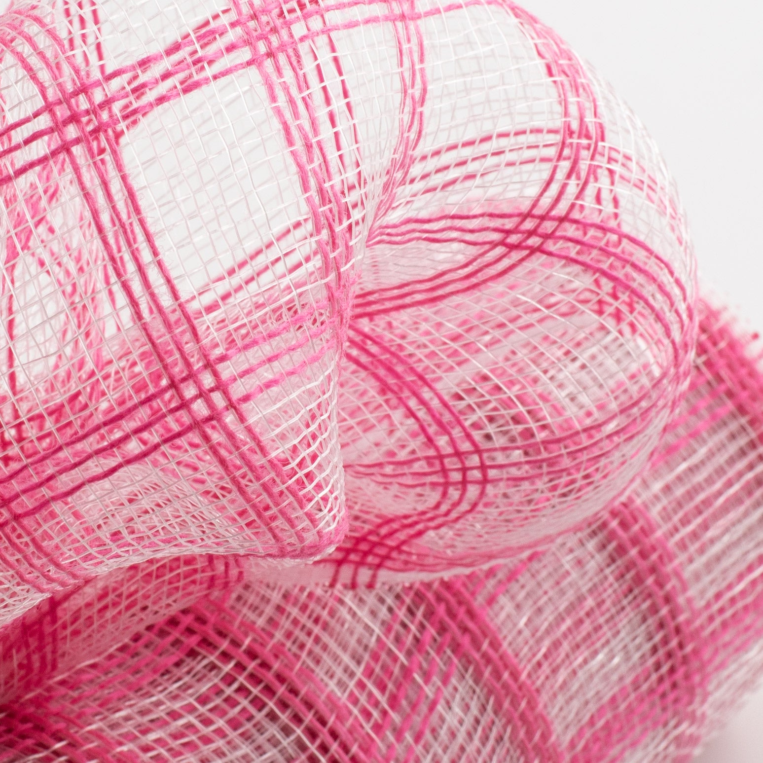 10" Poly Jute Deco Mesh: Dark Pink & Clear Check