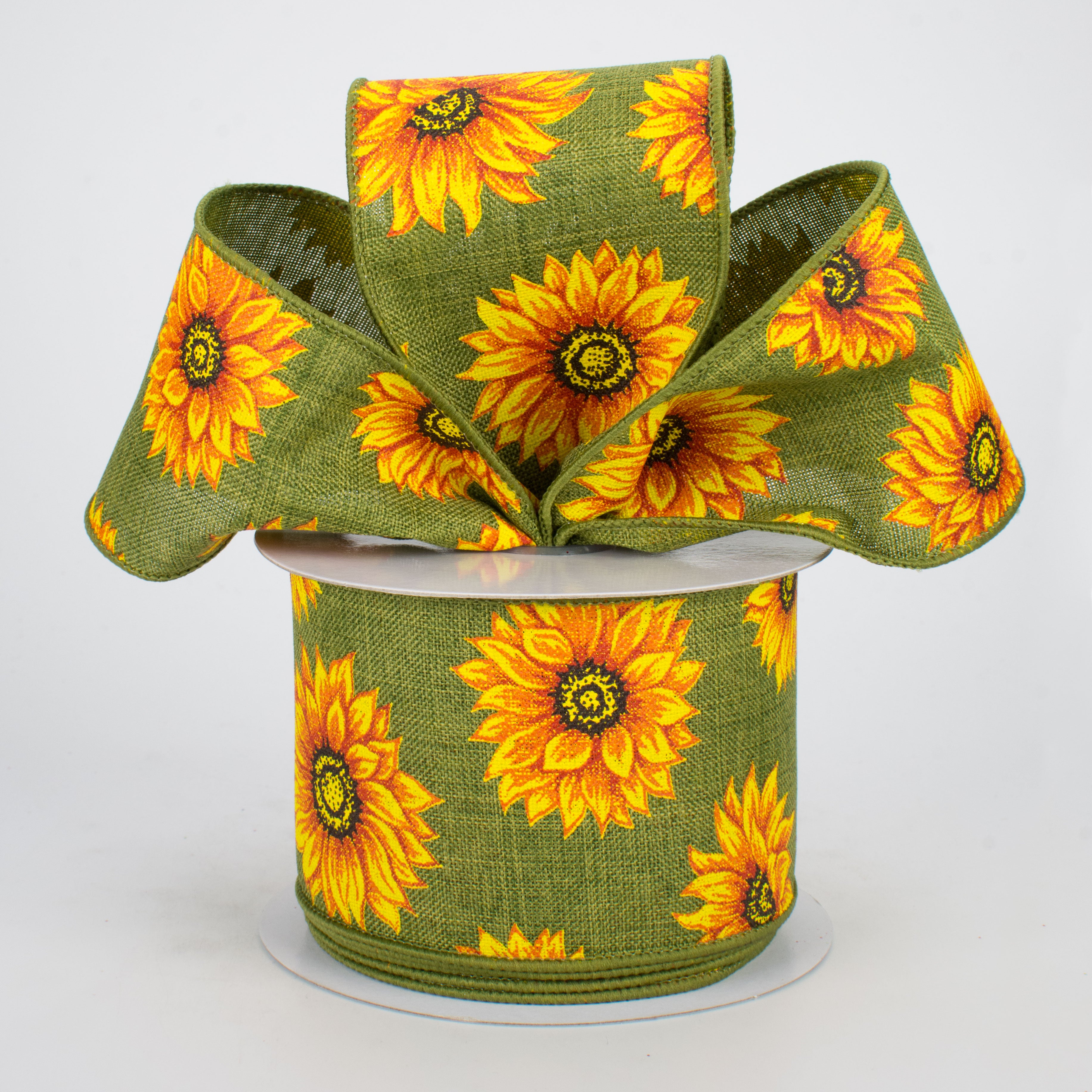 2.5" Sunflowers Ribbon: Green (10 Yards)